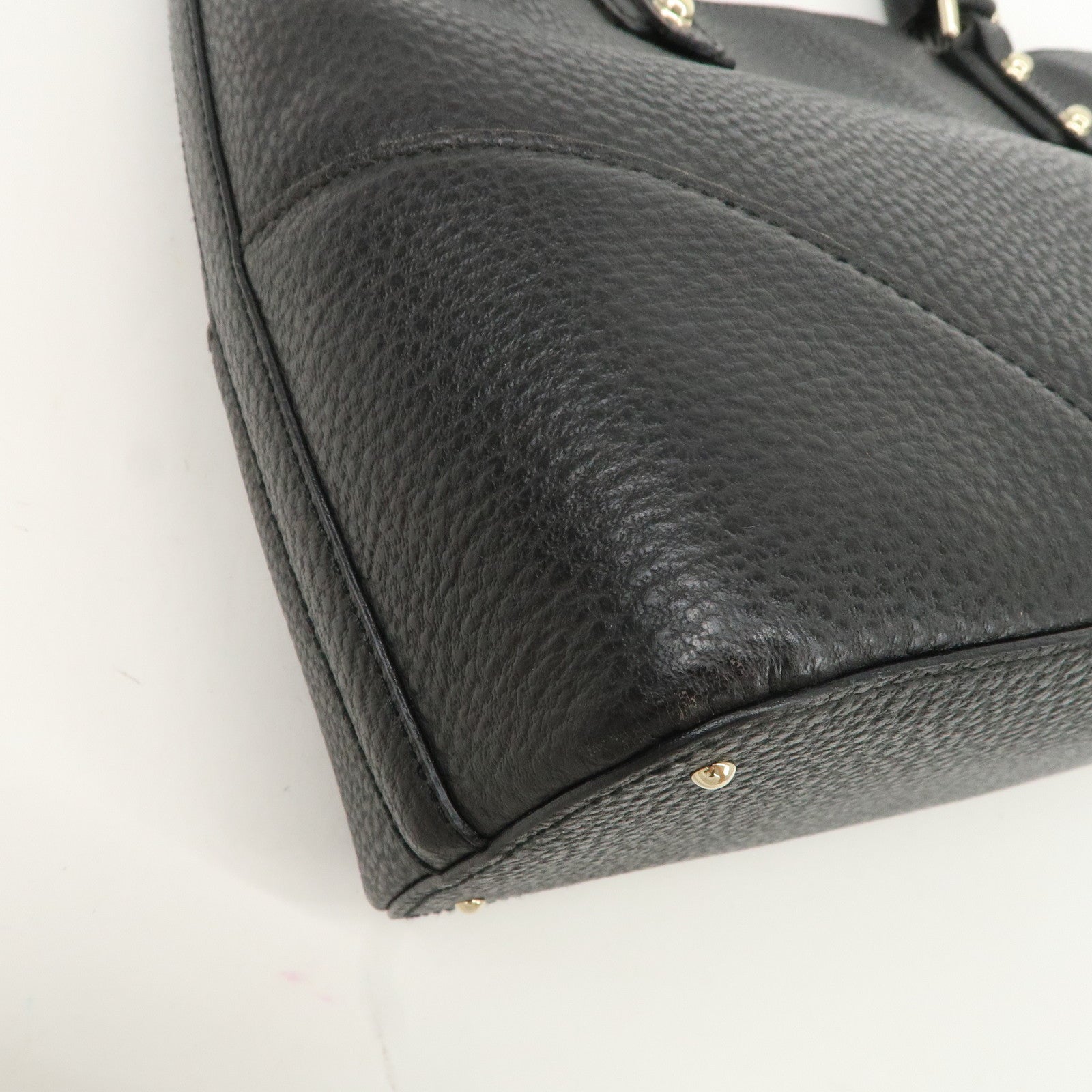 GUCCI Leather Horsebit Tote Bag Hand Bag Black 137385 Used