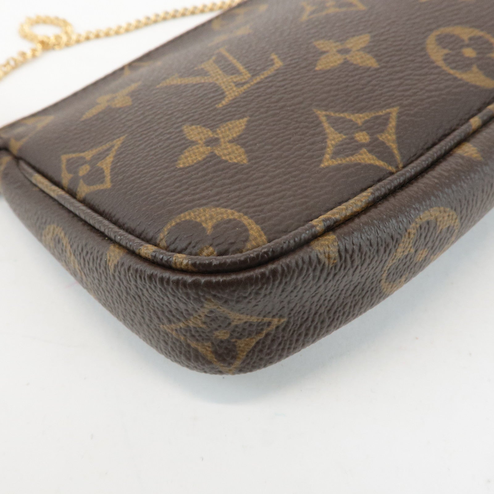 Louis Vuitton Bucket PM Pouch Hand Bag Brown Gold Hardware Used