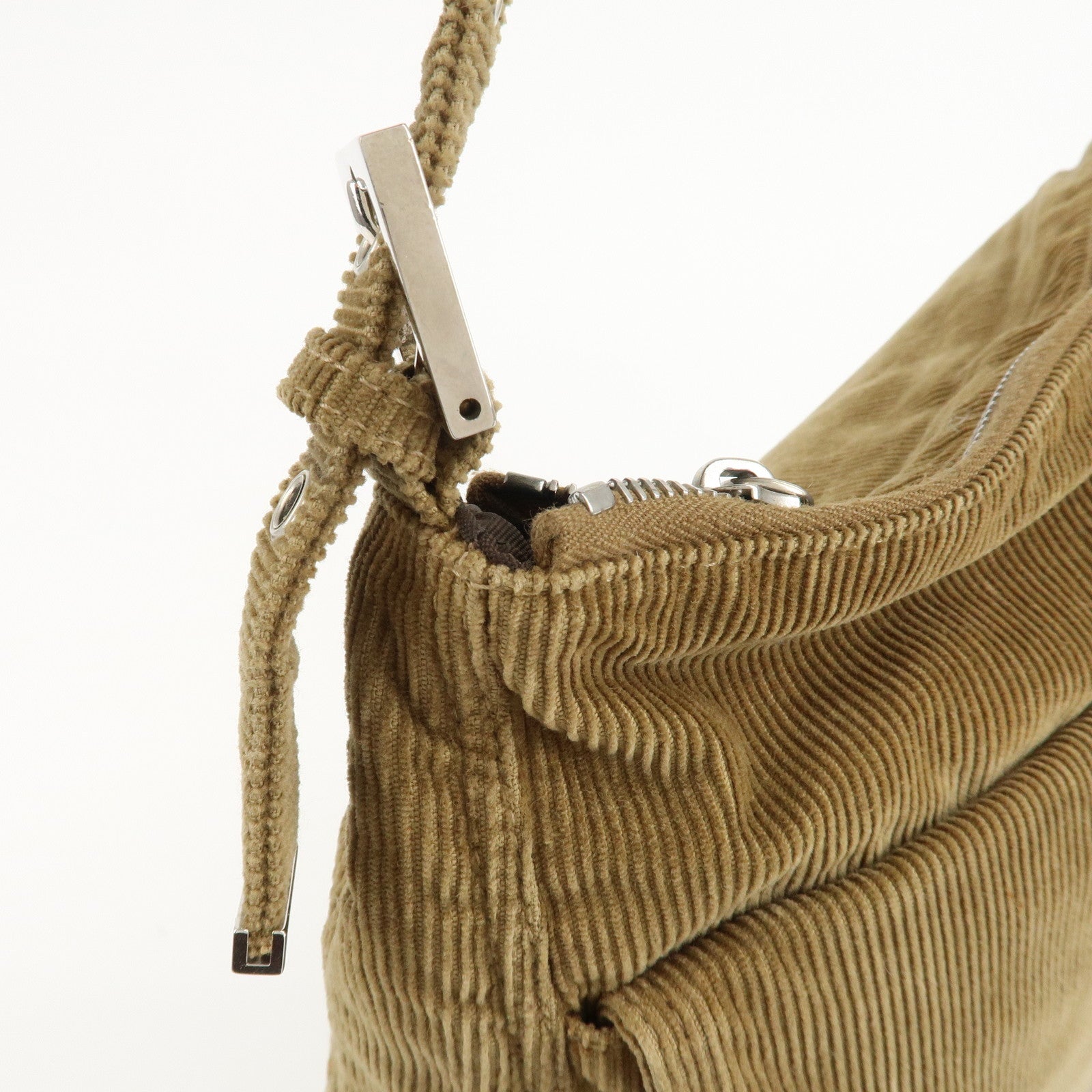 FENDI Corduroy Shoulder Bag Hand Bag Brown Used