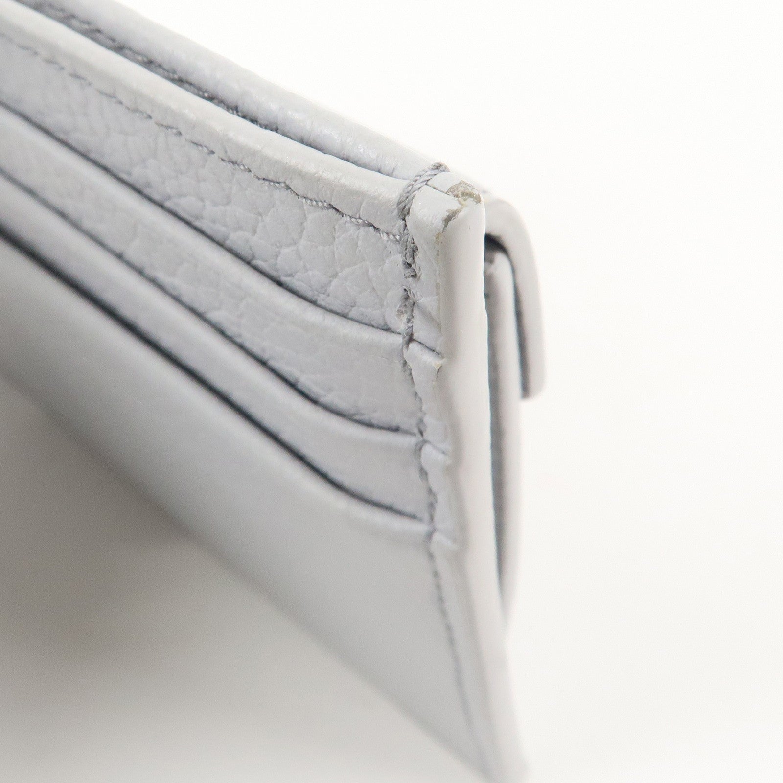 MIU MIU leather Card Case Coin Case Light Gray 5MC081 Used