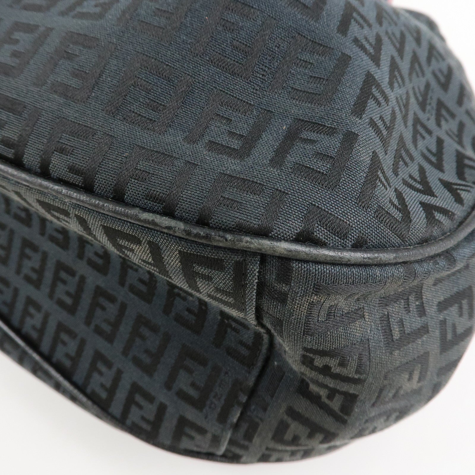 FENDI Zucchino Canvas Leather Tote Bag Black 8BH220 Used