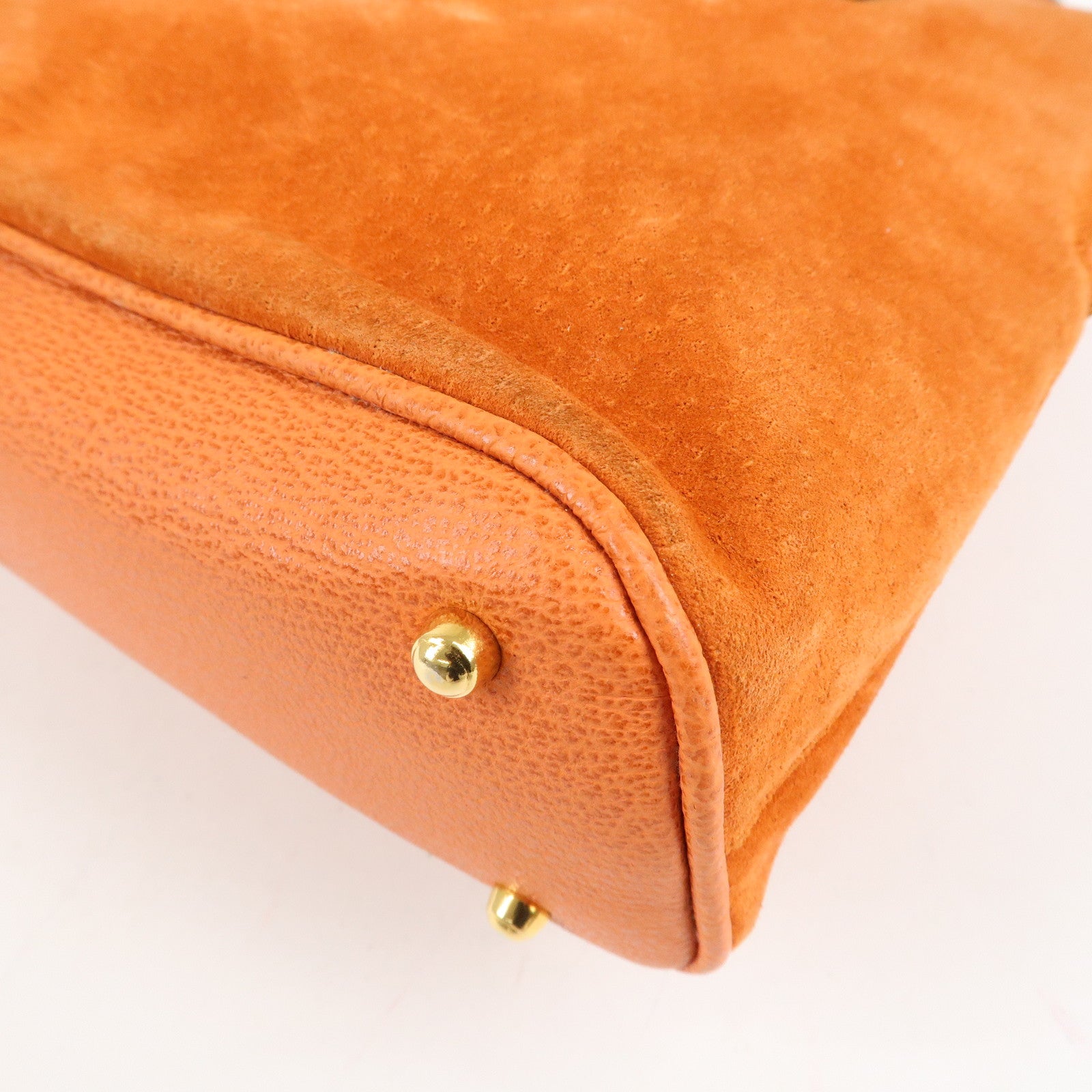 GUCCI Bamboo Suede Leather 2WAY Bag Orange 000.2296.0290 Used