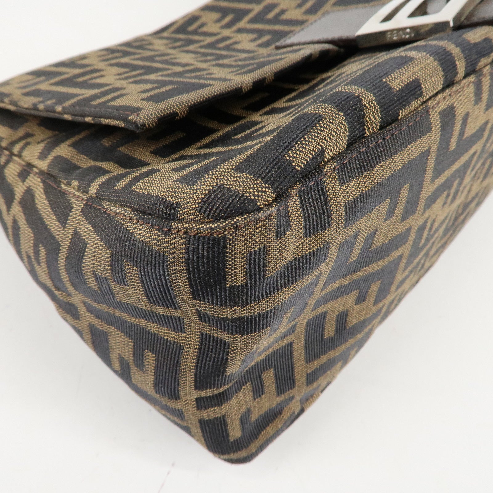 FENDI Mamma Baguette Zucca Canvas Leather Shoulder Bag 26325 Used