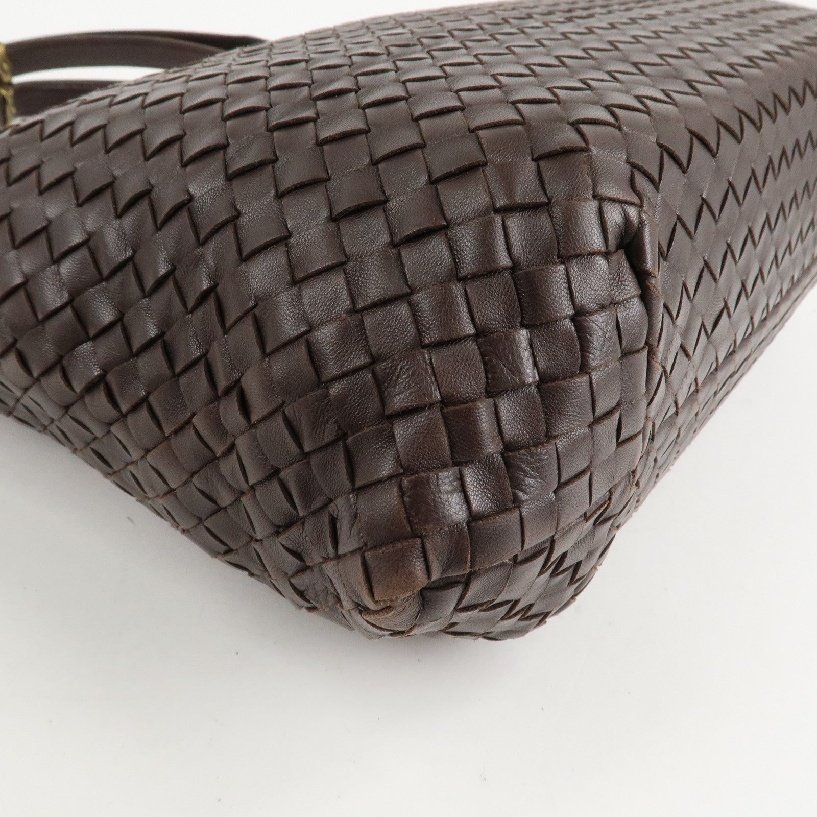 BOTTEGA VENETA Intrecciato Leather Tote Bag Dark Brown 162197 Used
