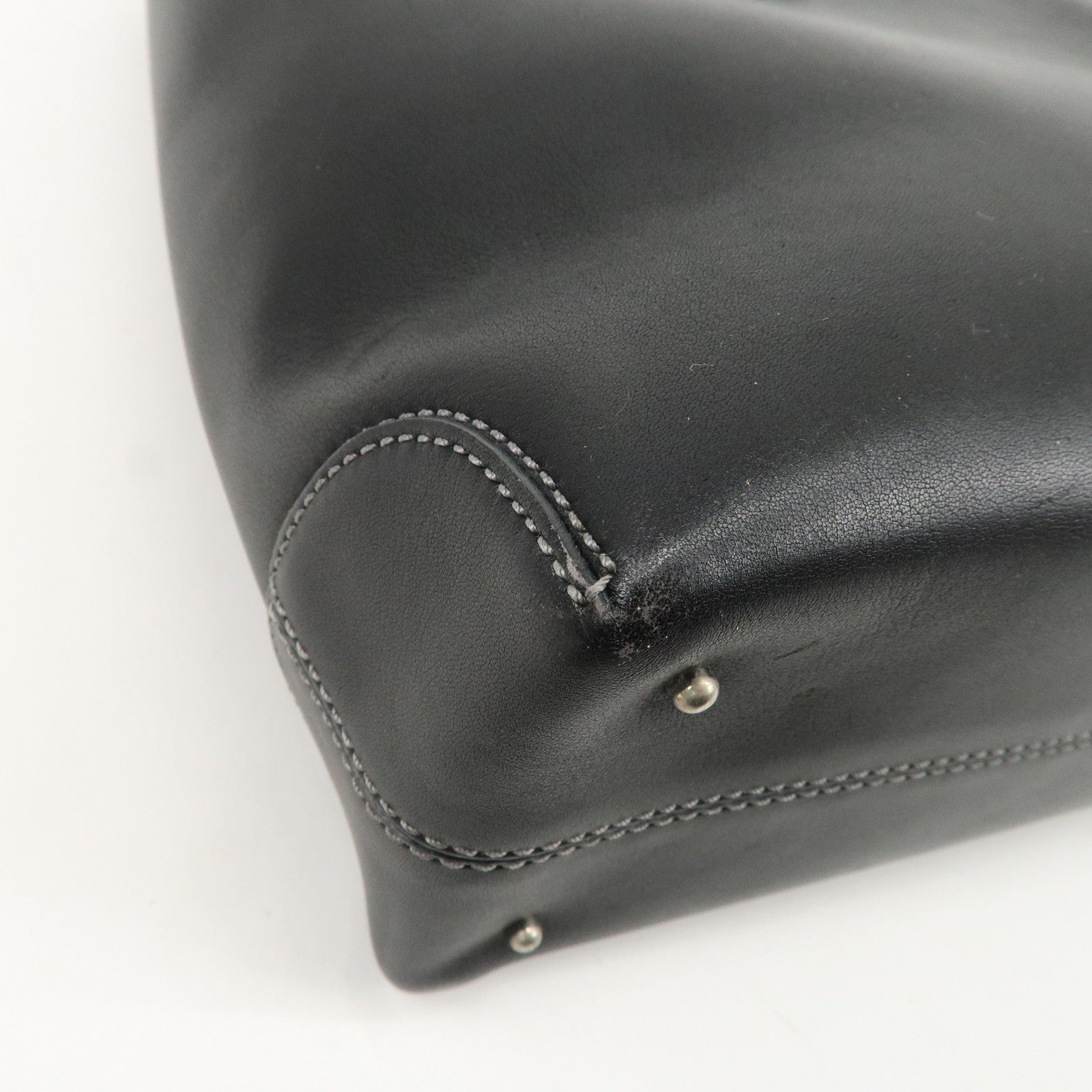 TOD'S Leather Tote Bag Shoulder Bag Hand Bag Black Used