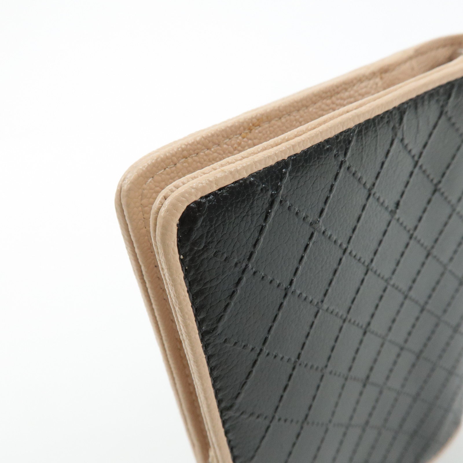 CHANEL COCO Mark Bicolore Leather Agenda Cover Black Pink Used