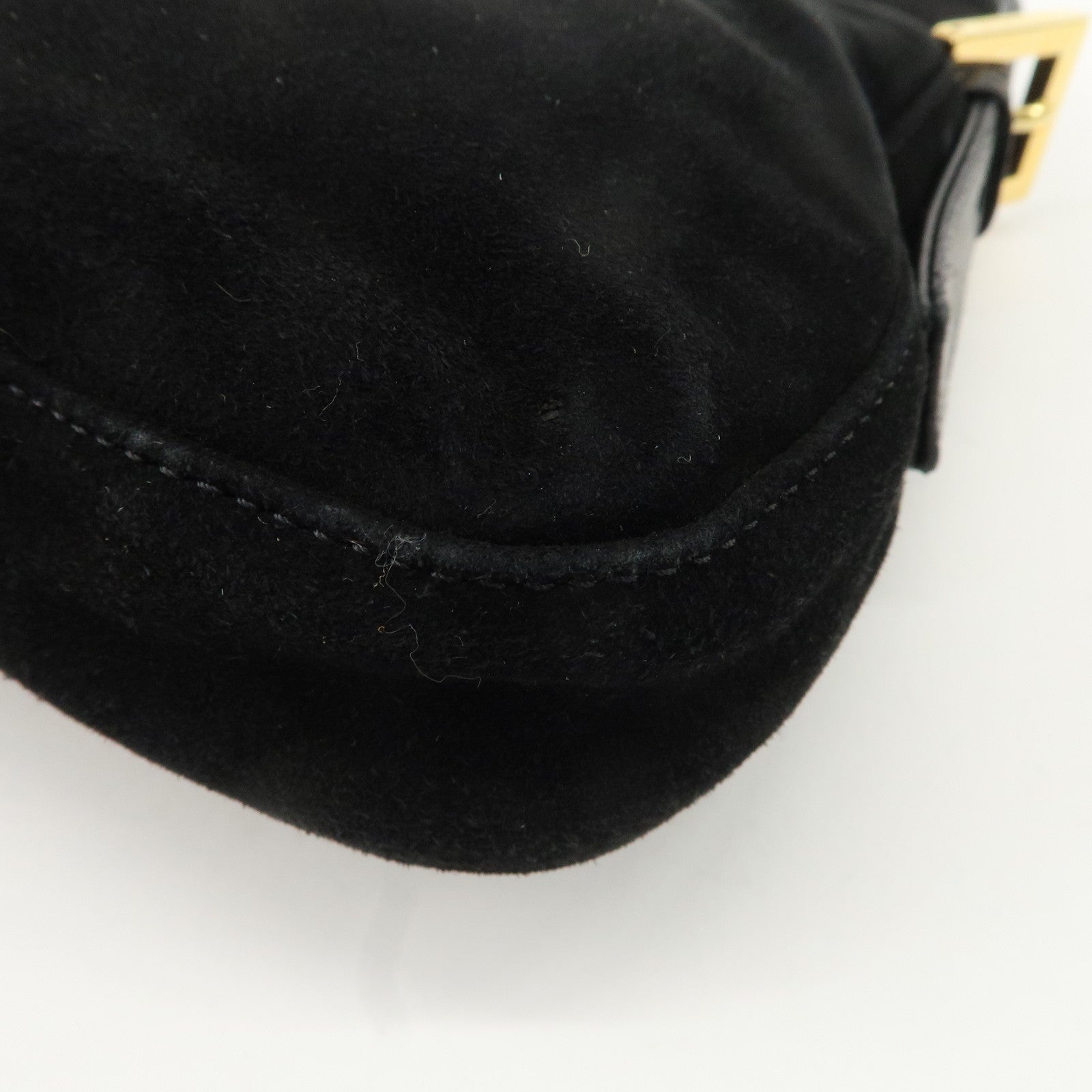 FENDI Mamma Bucket Suede Leather Shoulder Bag Black 26424 Used
