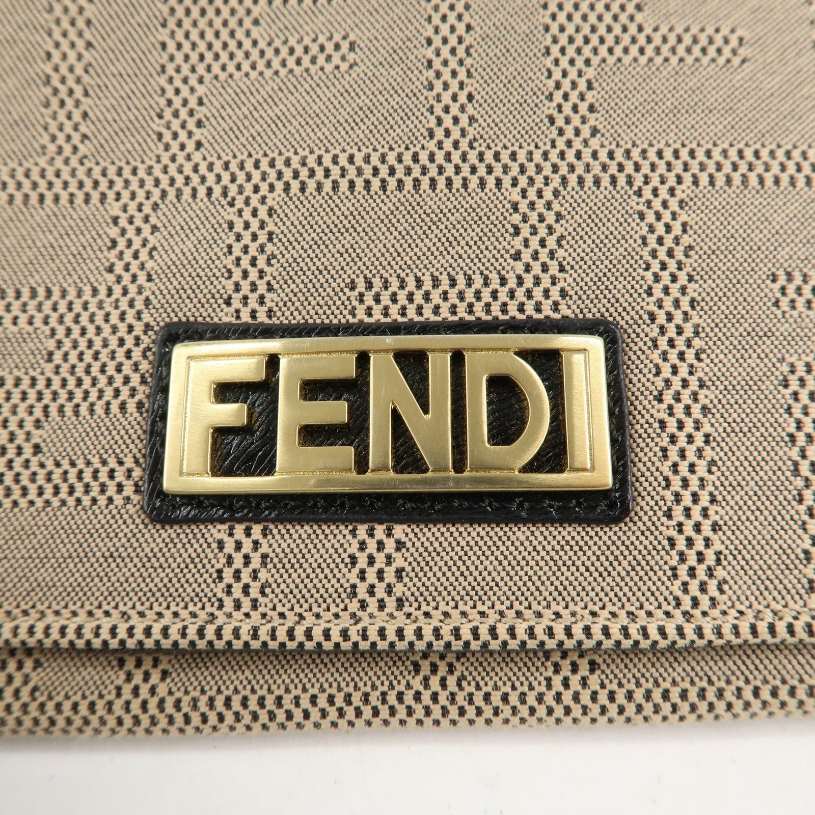 FENDI Zucca Print Canvas Leather Long Wallet Brown 8M0000 Used