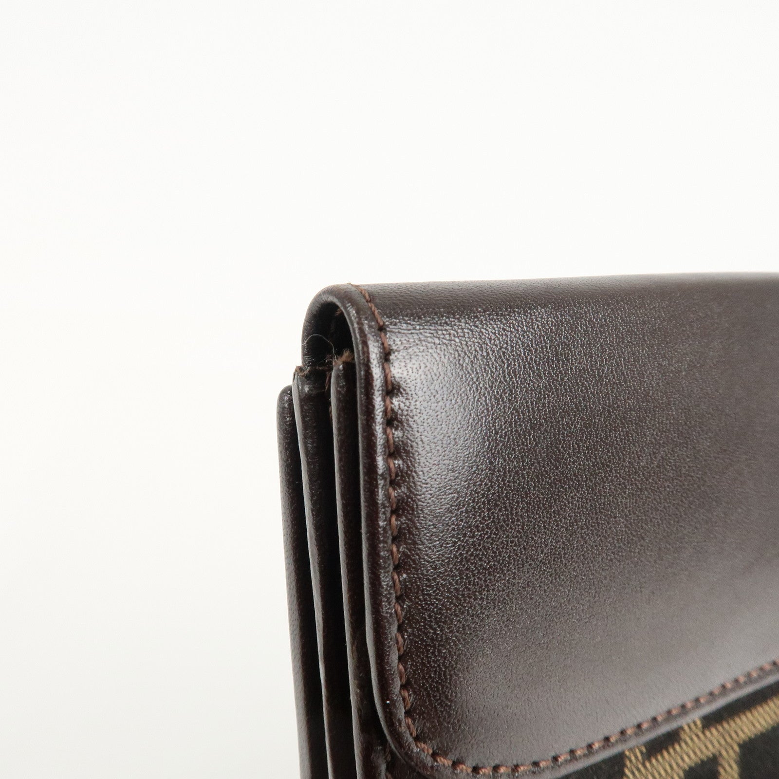 FENDI Zucca Canvas Leather W Hook Bifold Wallet 12671 Used