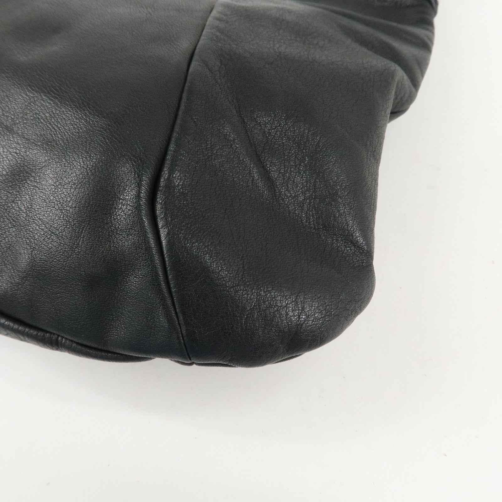 Ferragamo Gancini Leather Shoulder Bag Hand Bag Black Used