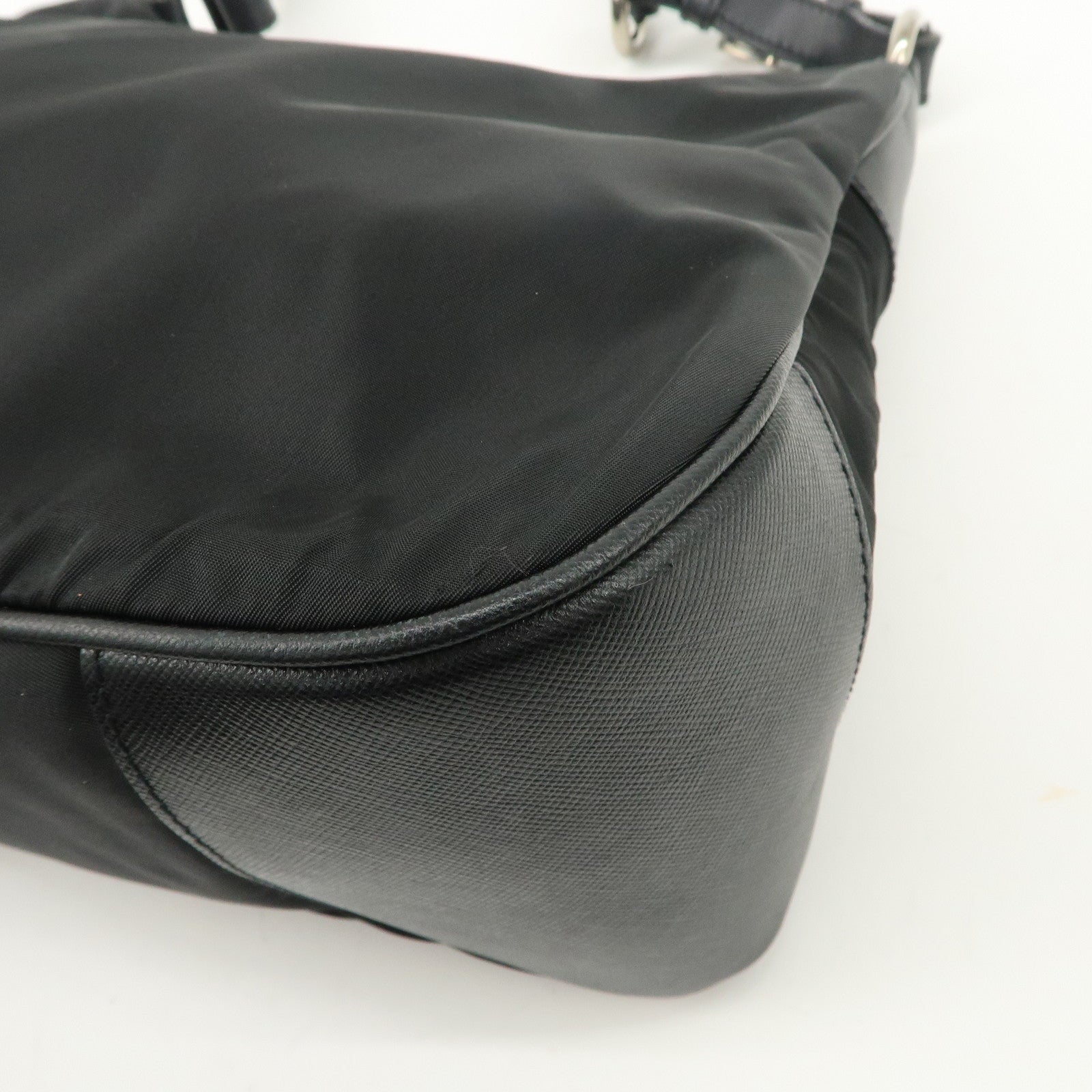 PRADA Nylon Leather Shoulder Bag Black BR2585 Used