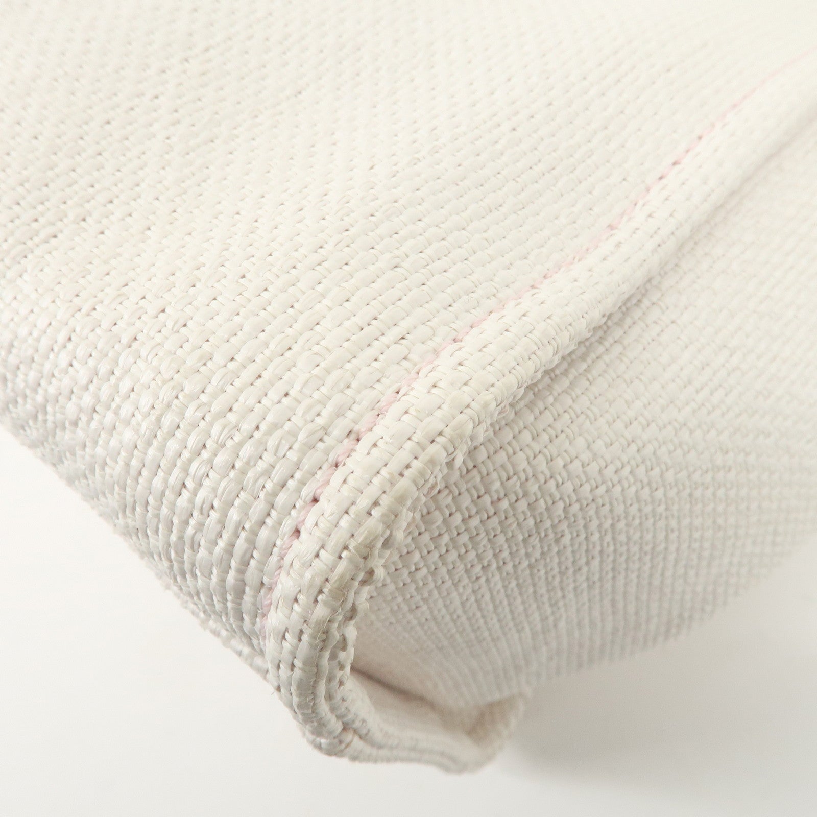 CHANEL Deauville Raffia Leather Chain Tote Bag GM Pink A66941 Used