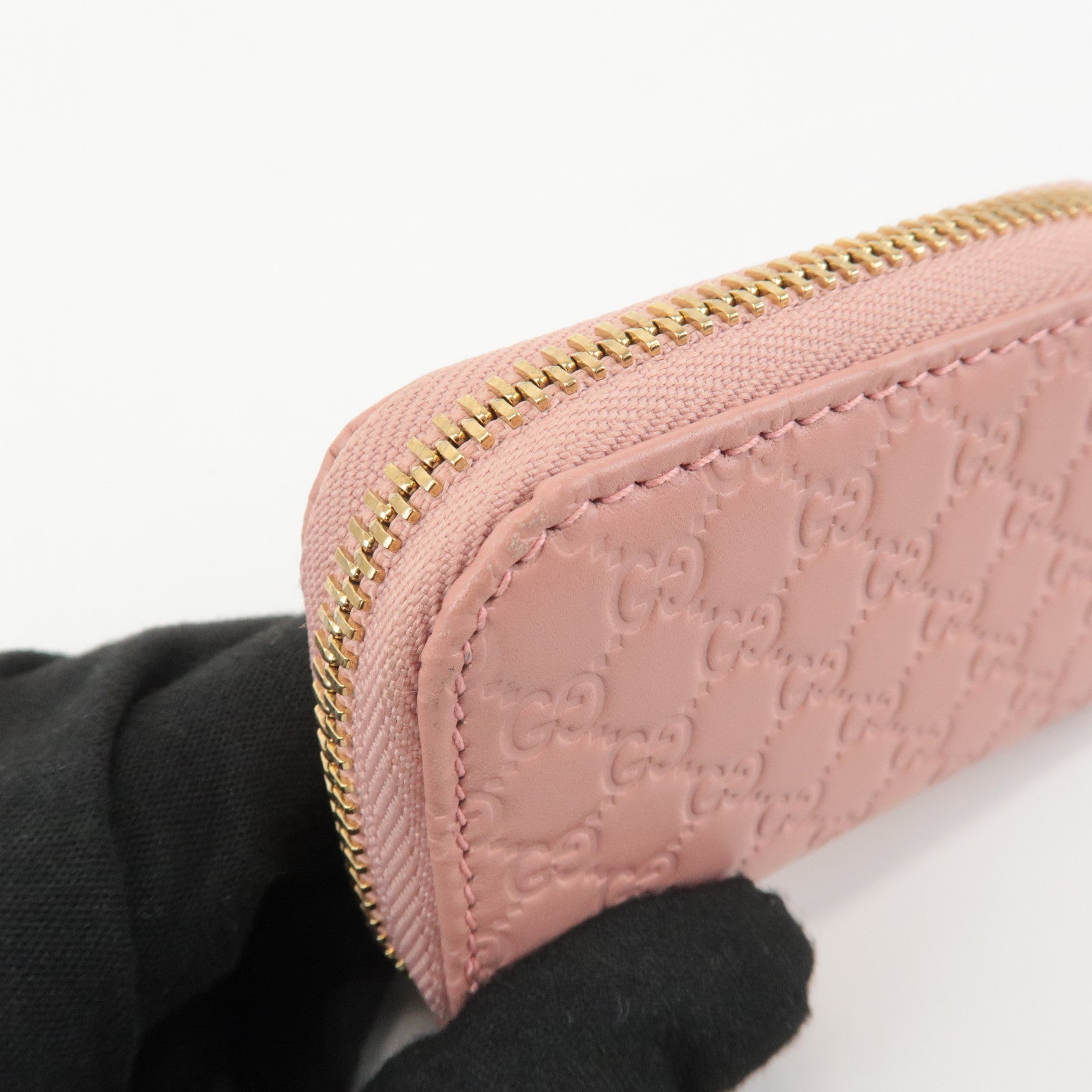 GUCCI Micro Guccissima Leather Mini Coin Case Pink 449896 Used