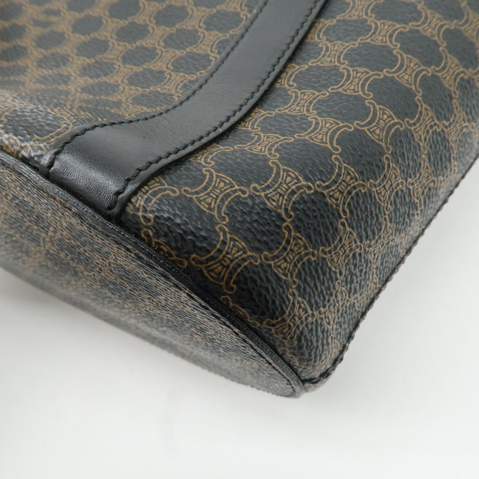 CELINE Macadam PVC Leather Tote Bag Shoulder Bag Brown Black Used