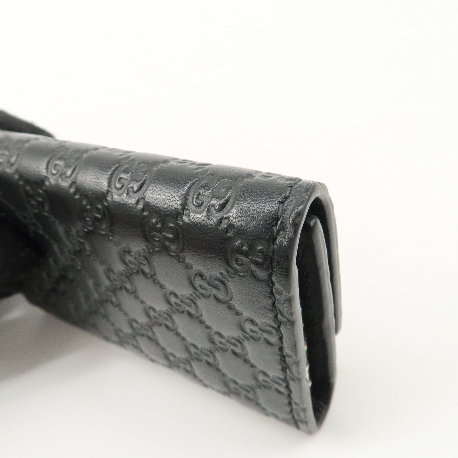 GUCCI Micro Guccissima Leather 6 Rings Key Case Black 150402 Used