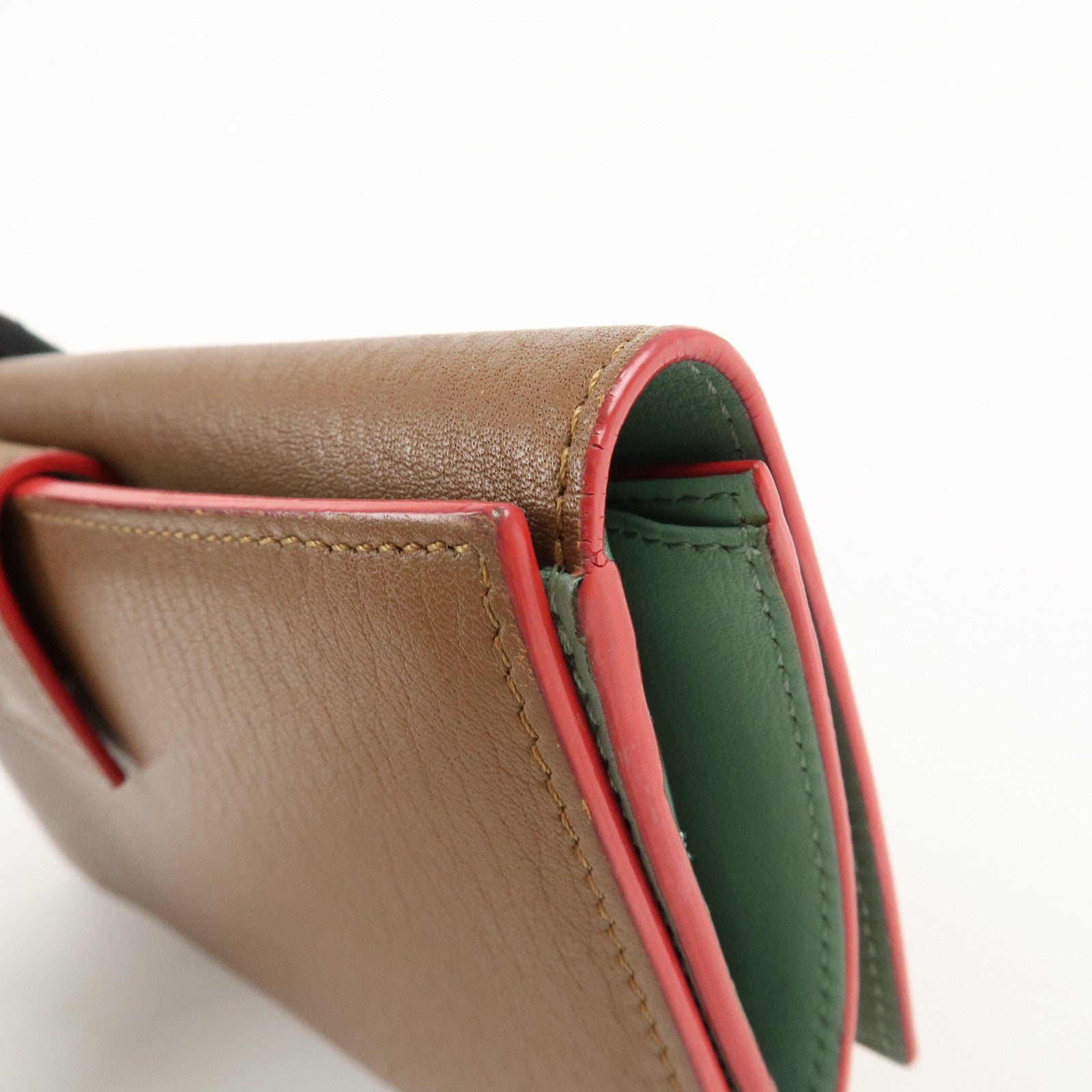 FENDI Leather Peekaboo Continental Wallet Brown 8M0308 Used