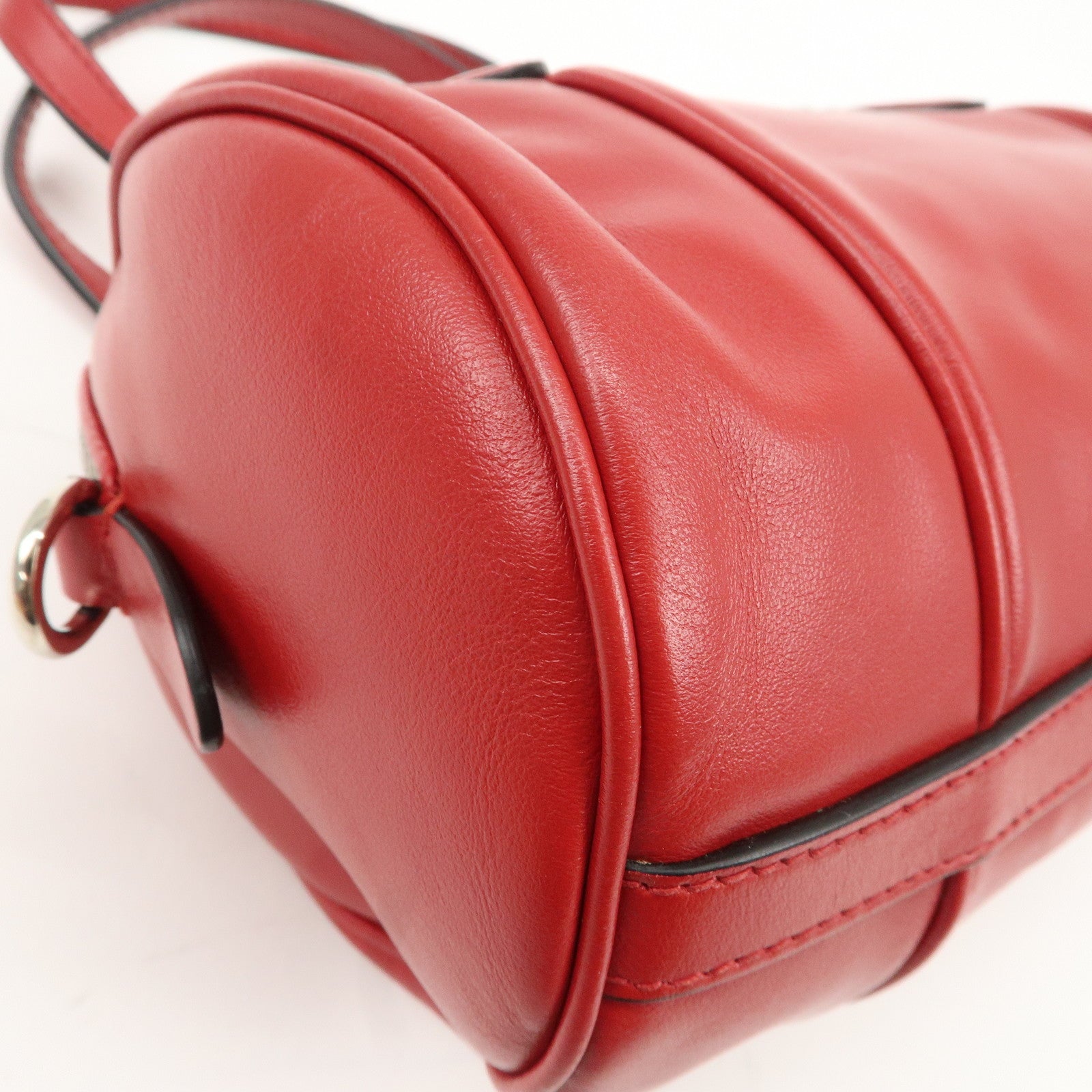 MIU MIU Logo Leather 2Way Shoulder Bag Hand Bag Red 5BH152 Used