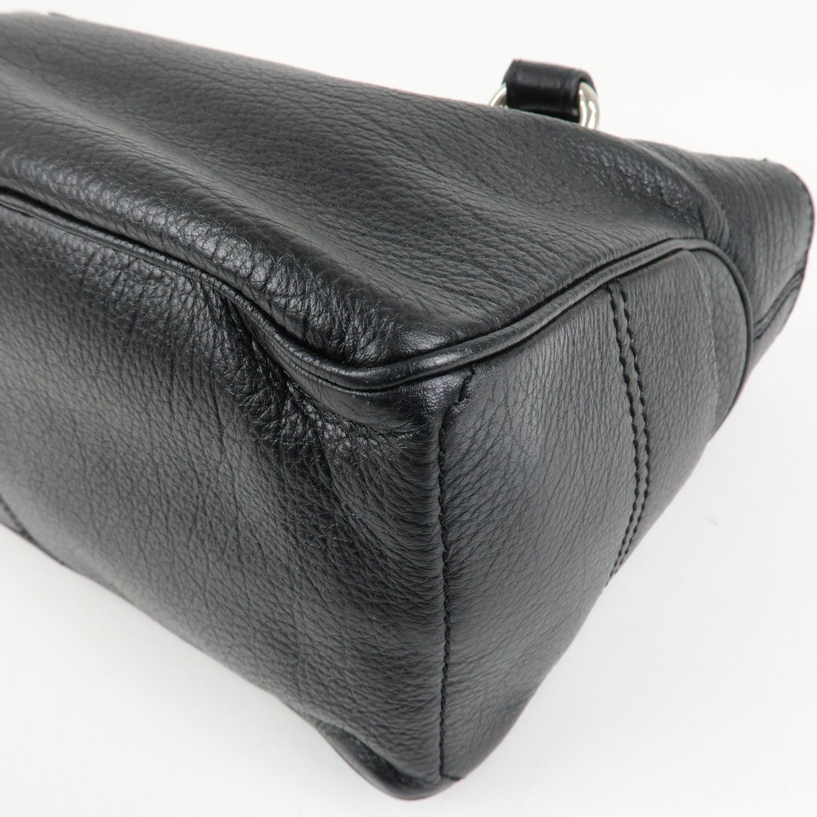 CELINE Macadam Engraved Leather Boogie Bag Hand Bag Black Used