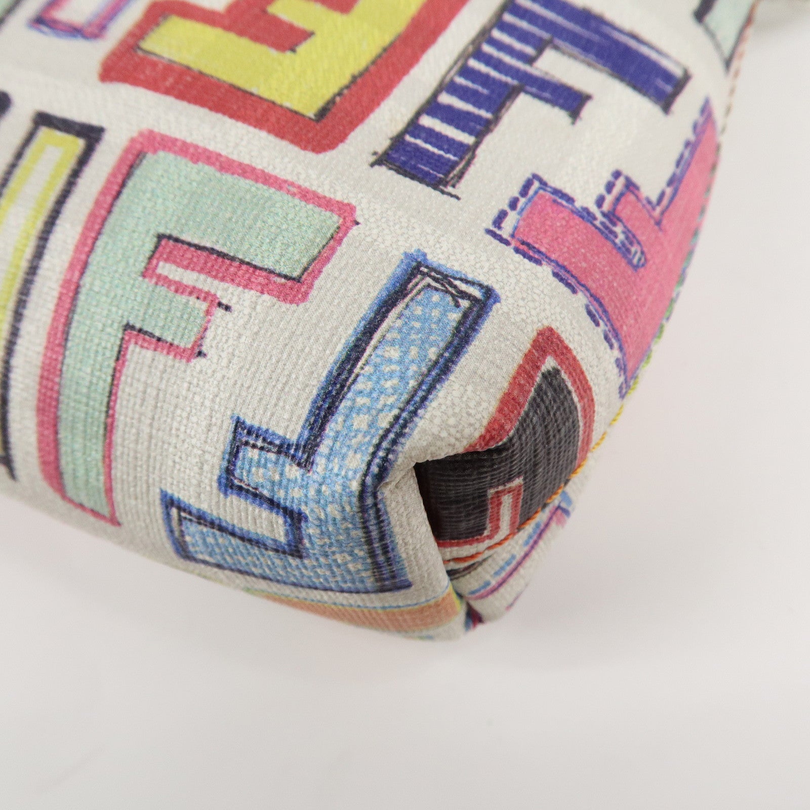 FENDI Zucca PVC Accessory Chain Pouch Multi Color Ivory 8BR592 Used