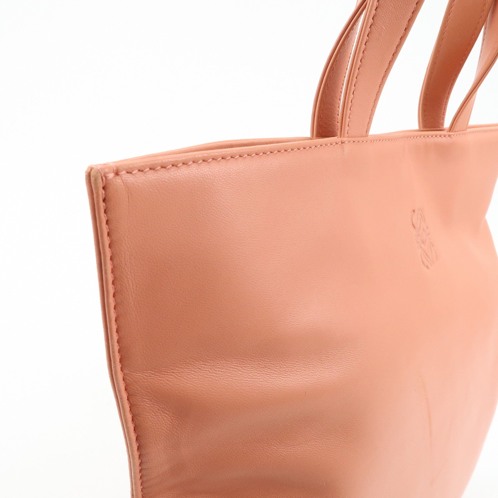 LOEWE Anagram Leather Tote Bag Hand Bag Pink Used