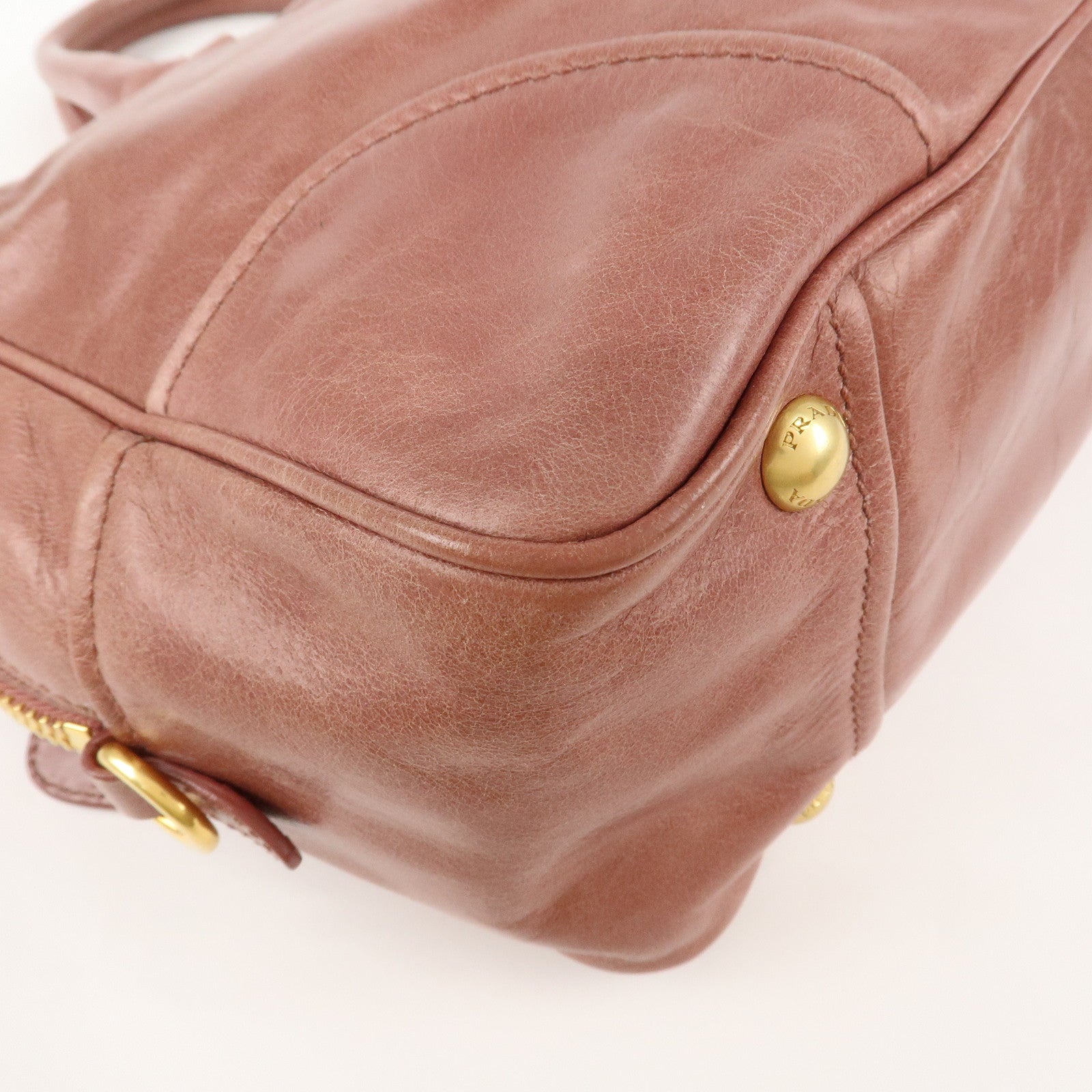 PRADA Leather 2Way Hand Bag Shoulder Bag Pink BL0821 Used
