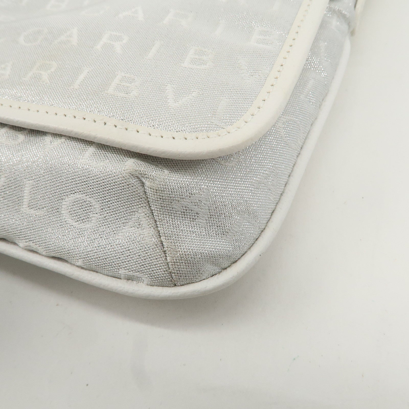 BVLGARI Logo Mania Mini Shoulder Bag Hand Bag Silver Used