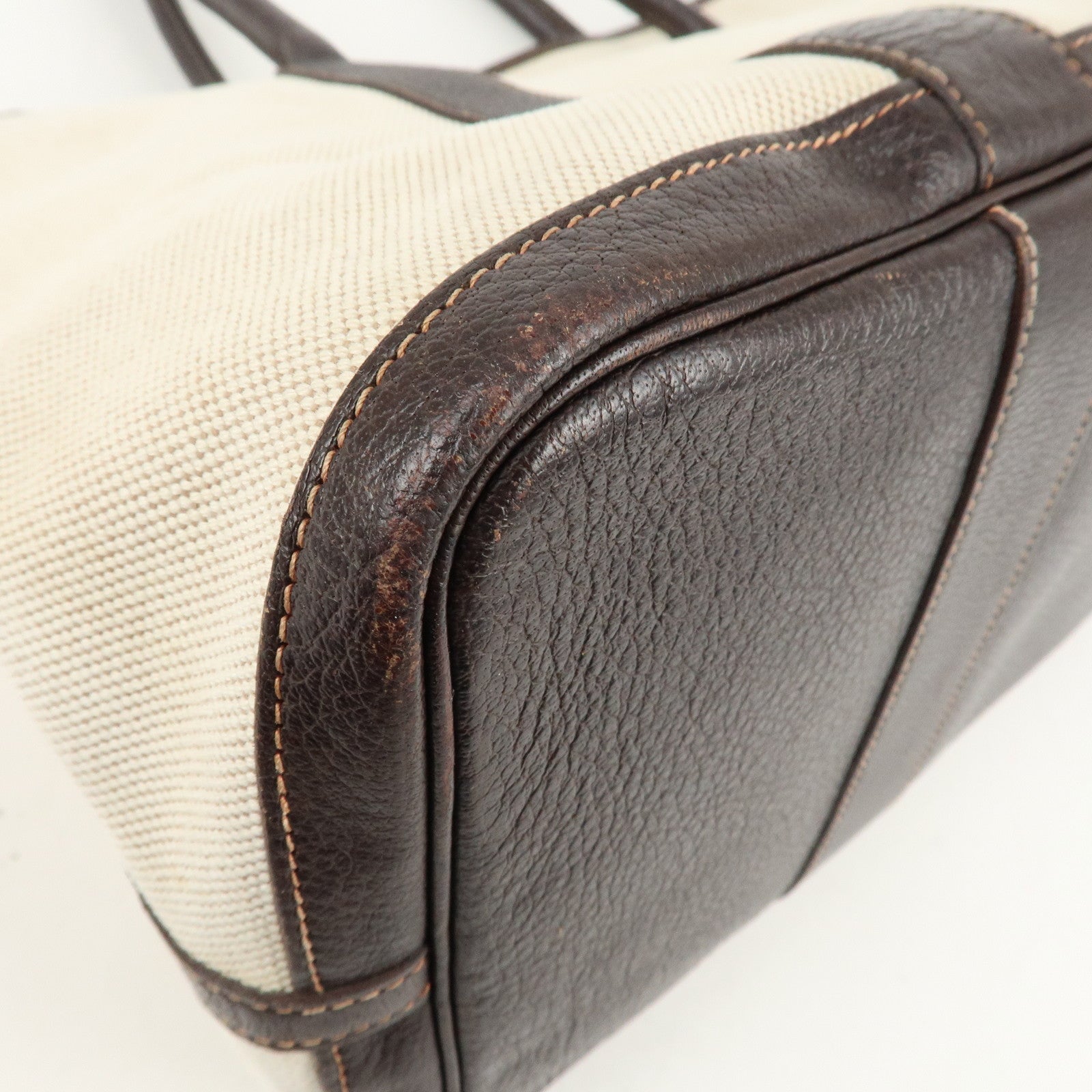 HERMES Toile Ash Leather Garden Party I Stamped (around 2005) Used