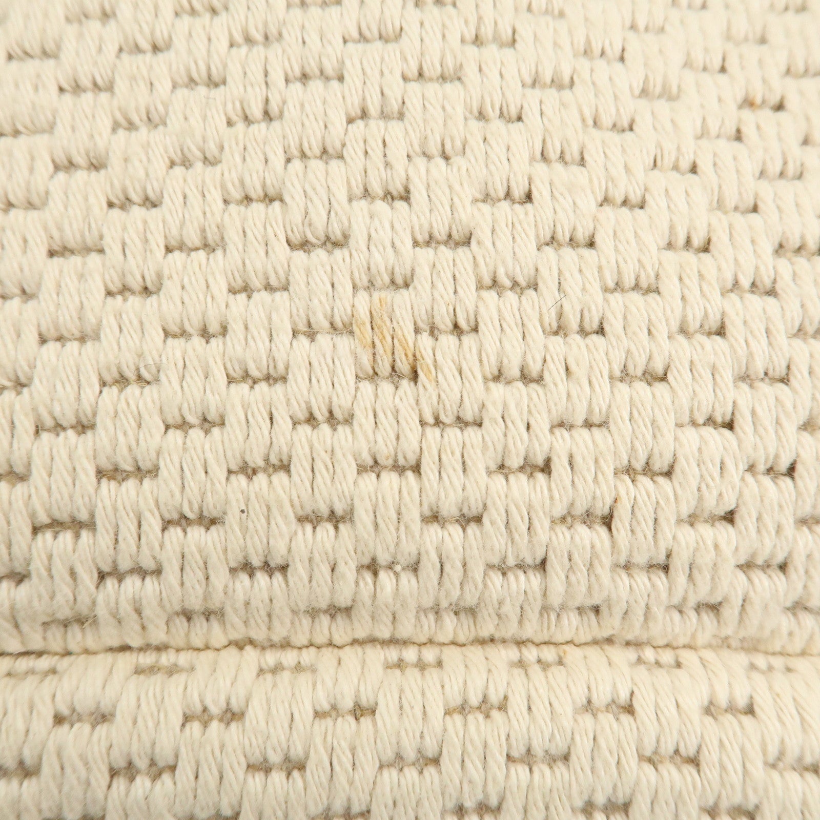 CHANEL Cotton Leather Chain Shoulder Bag Ivory Light Green Used