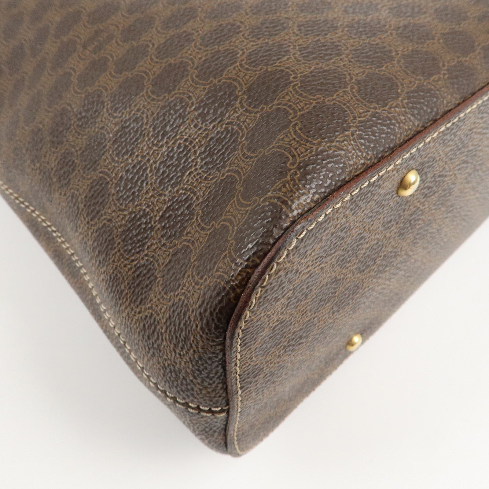 CELINE Macadam PVC Leather Shoulder Bag Hand Bag Brown Used