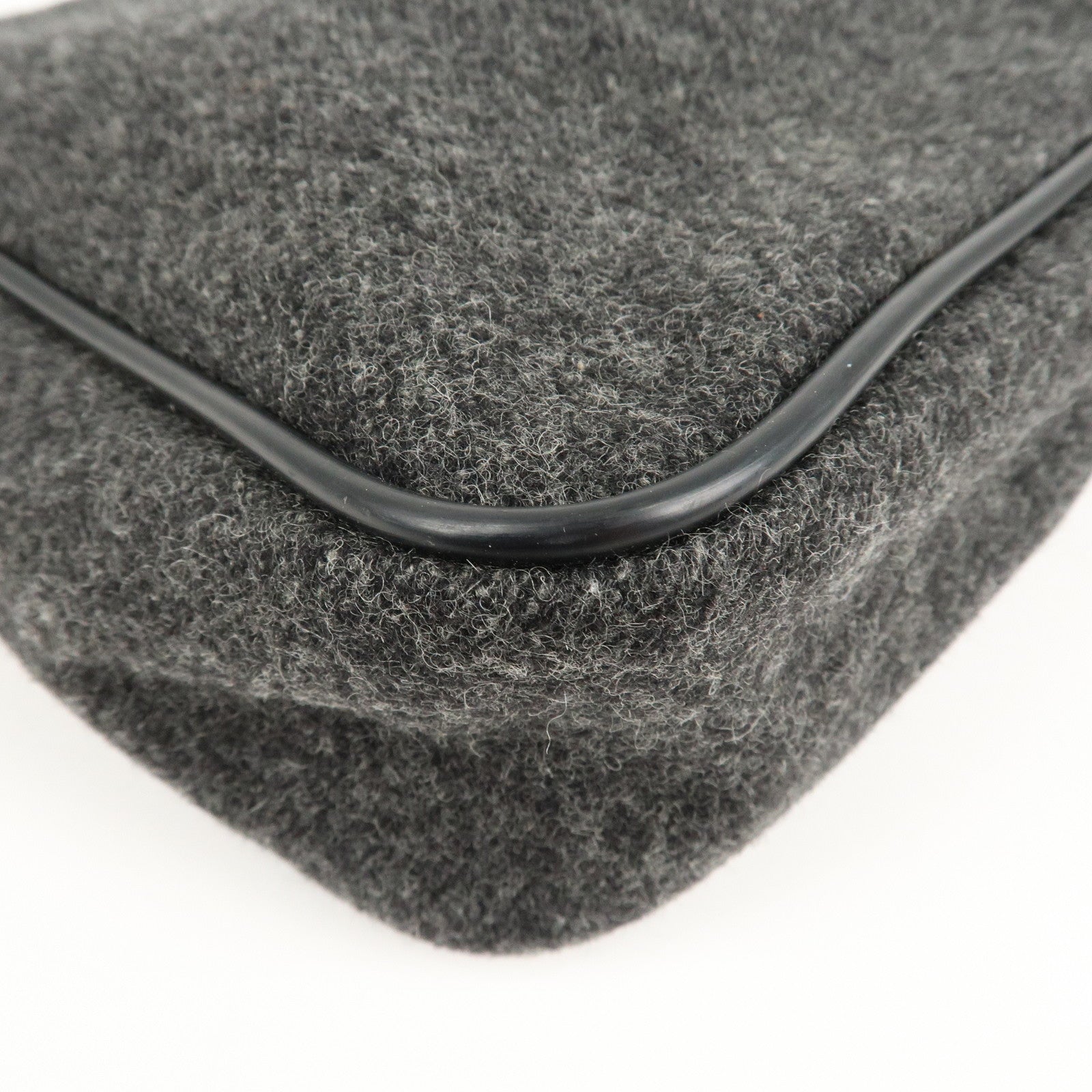 PRADA Felt Leather Shoulder Bag Hand Bag Gray Black Used