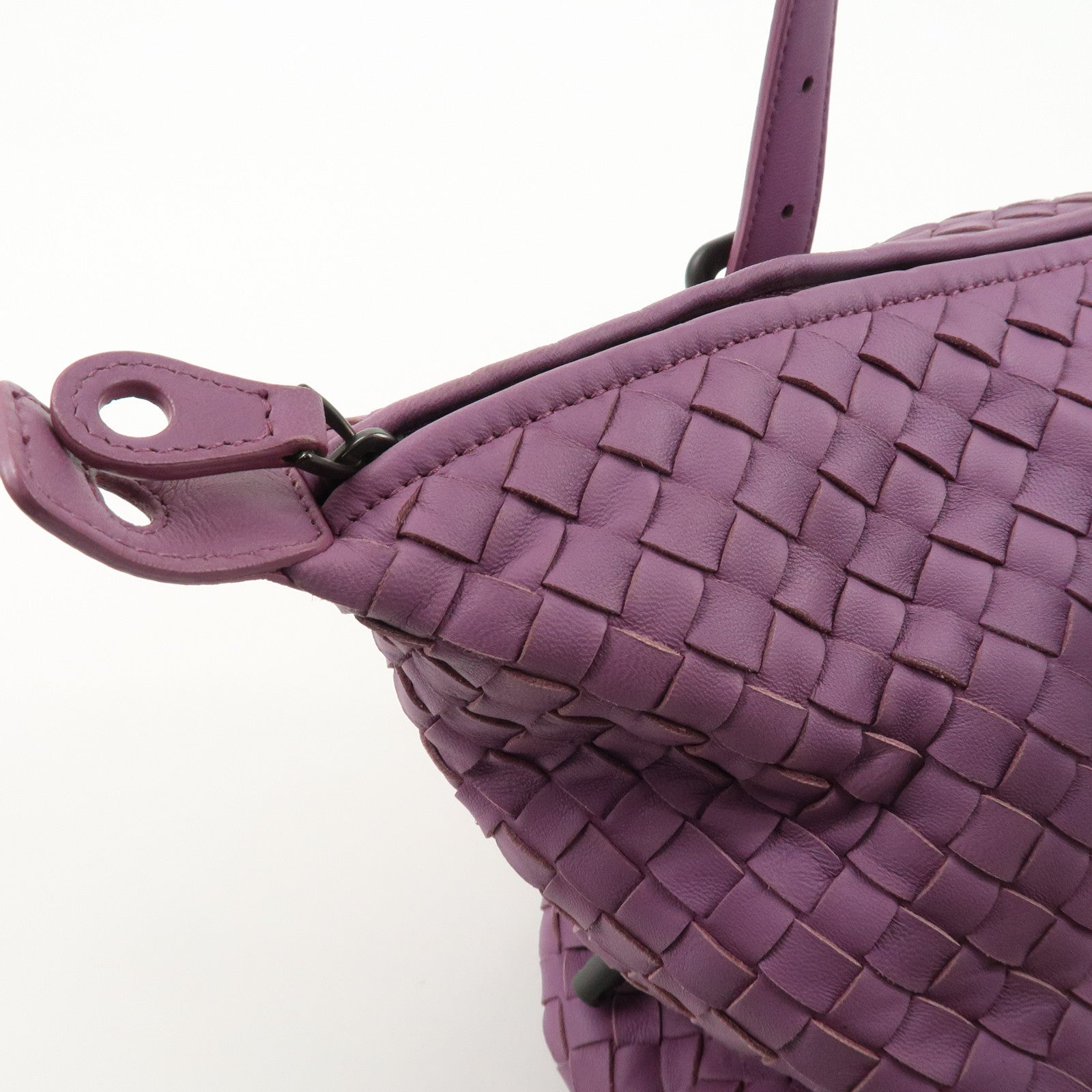 BOTTEGA VENETA Intrecciato Leather Hand Bag Shoulder Bag Purple Used