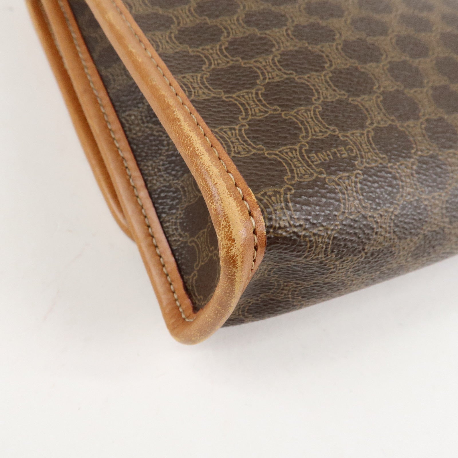 CELINE Macadam PVC Leather Shoulder Bag Hand Bag Brown Used