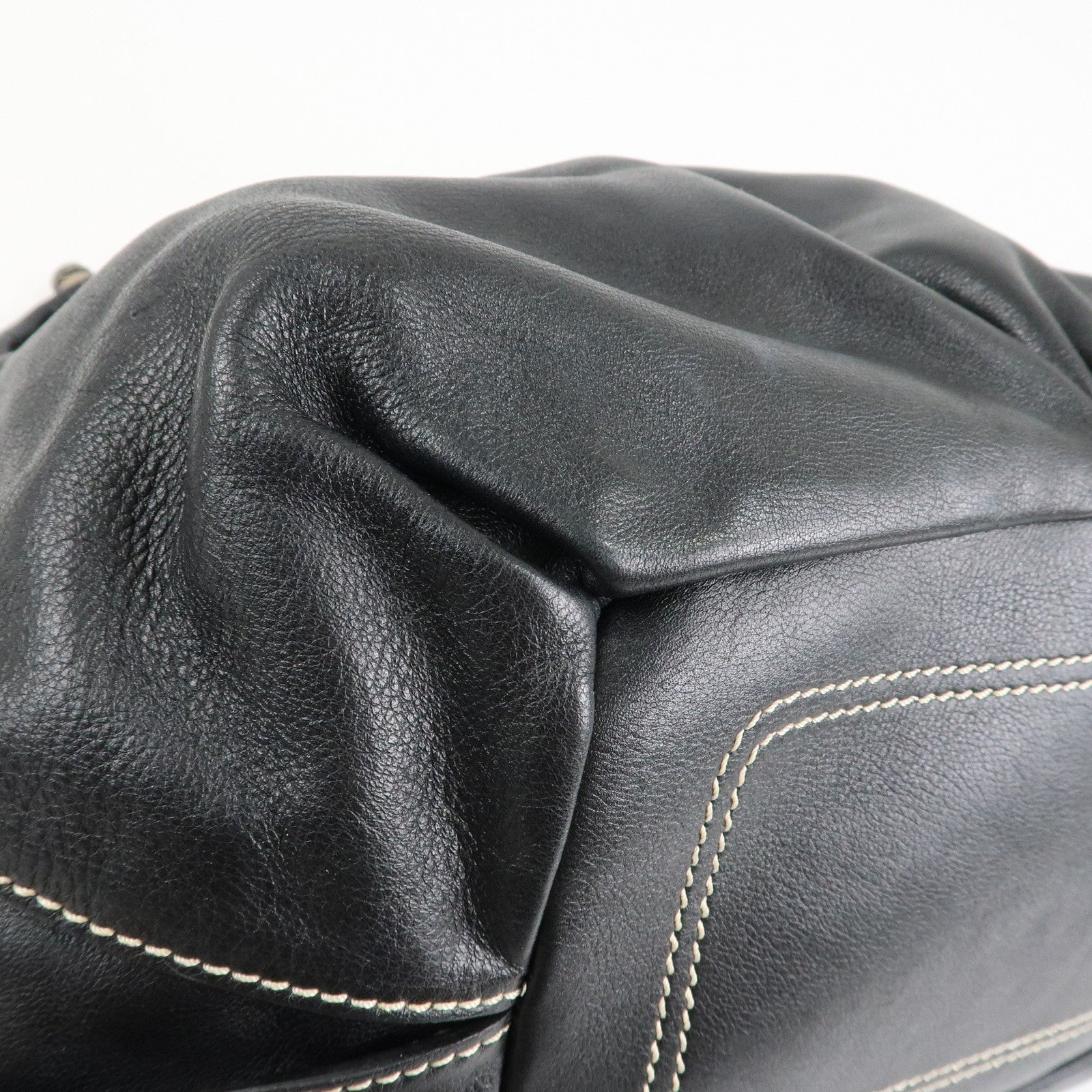 CELINE Leather Bitter Sweet Macadam Engraved Shoulder Bag Used