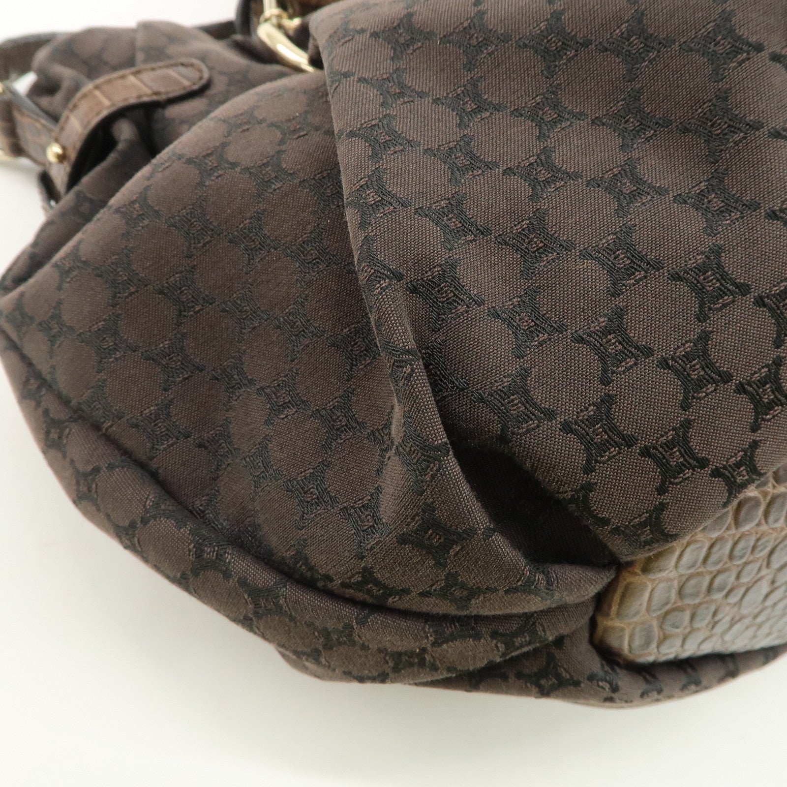 CELINE Macadam Canvas Leather 2way Shoulder Bag WC-ST-0059 Used