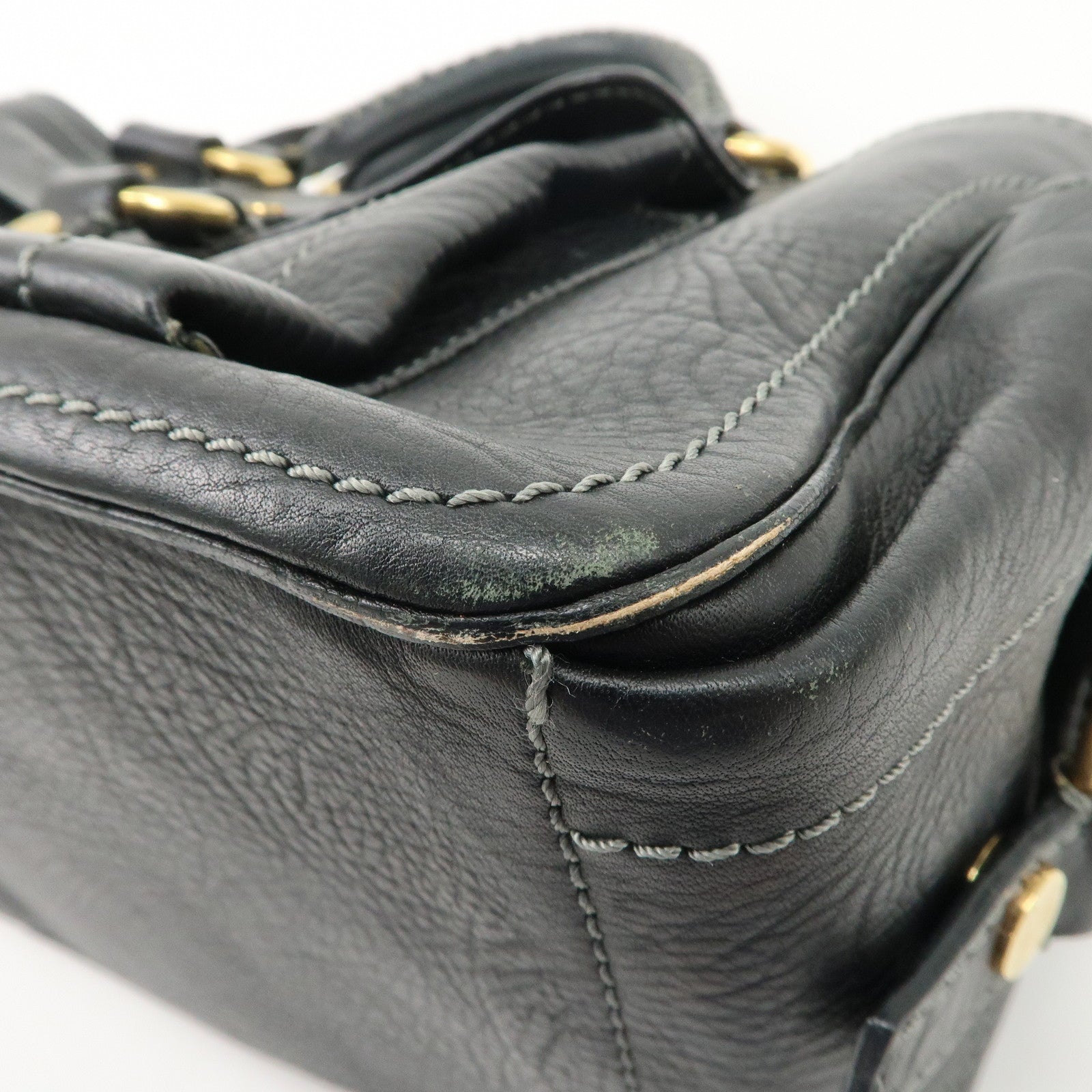 CELINE Leather Boogie Bag Hand Bag Black Used