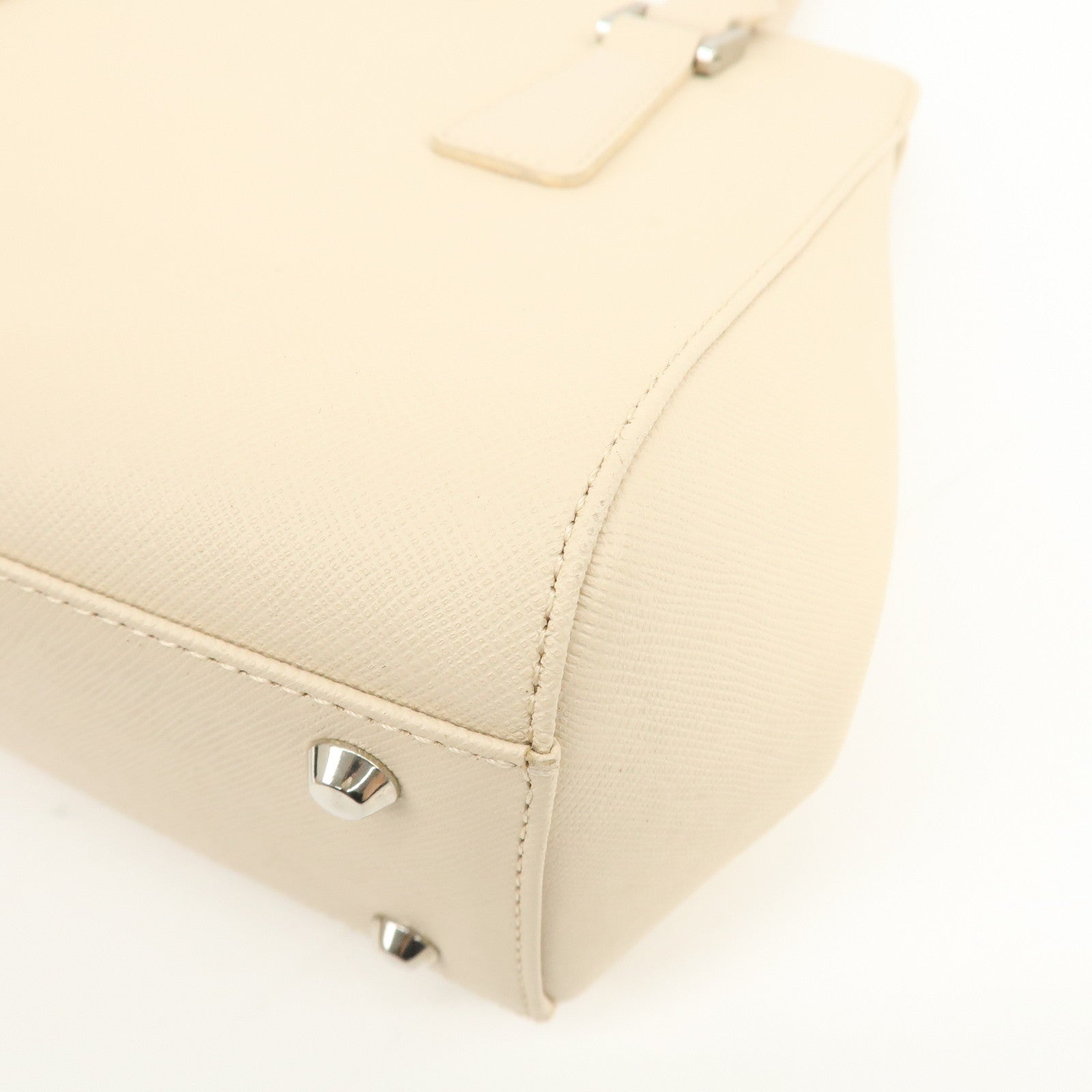 BURBERRY Leather Hand Bag Beige Used