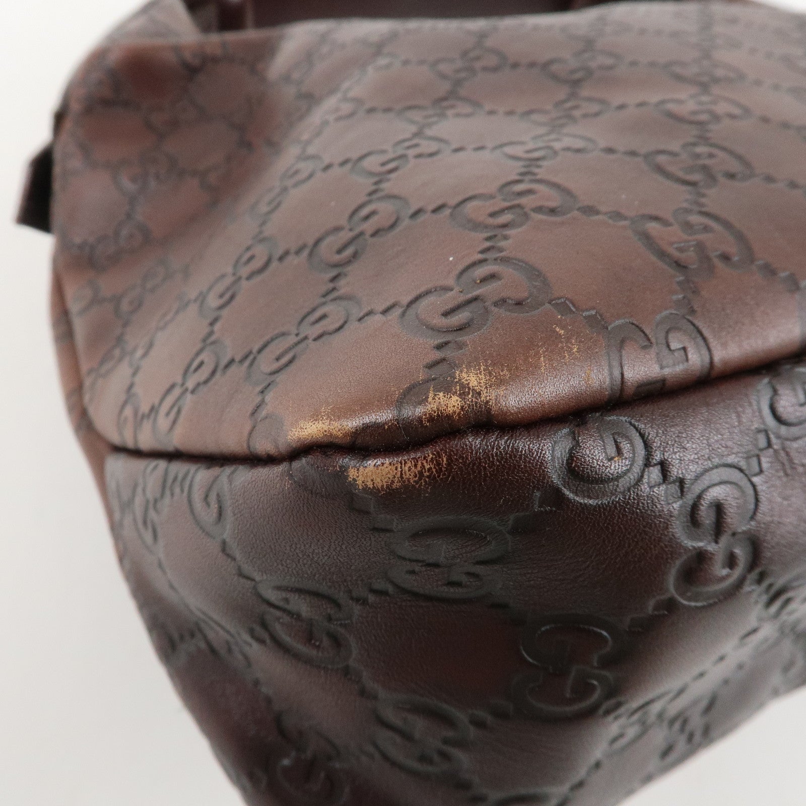GUCCI Horsebit Guccissima Leather Shoulder Bag Dark Brown 115867 Used