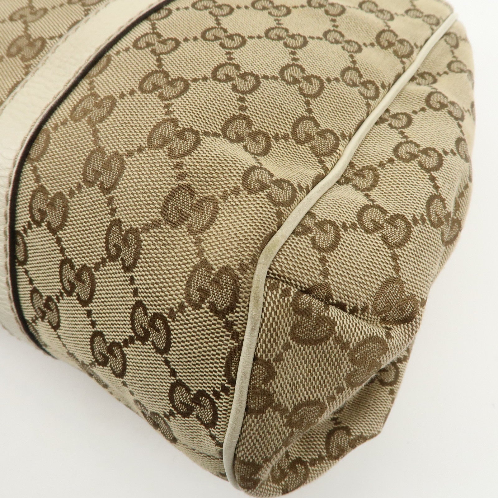 GUCCI Sherry GG Canvas Leather Hand Bag Beige Brown 233609 Used