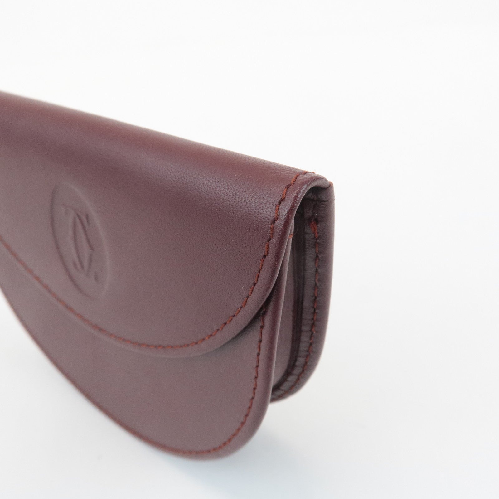 Cartier Mastline Leather Coin Case Coin Wallet Bordeaux Used
