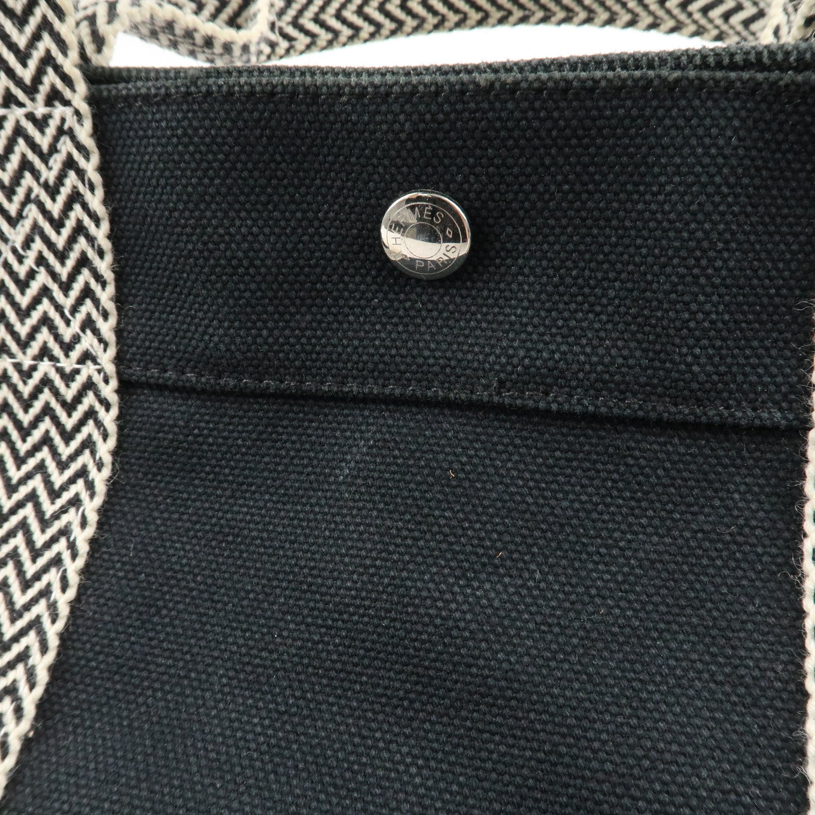 HERMES Canvas Cannes PM Tote Hand Bag Black Used