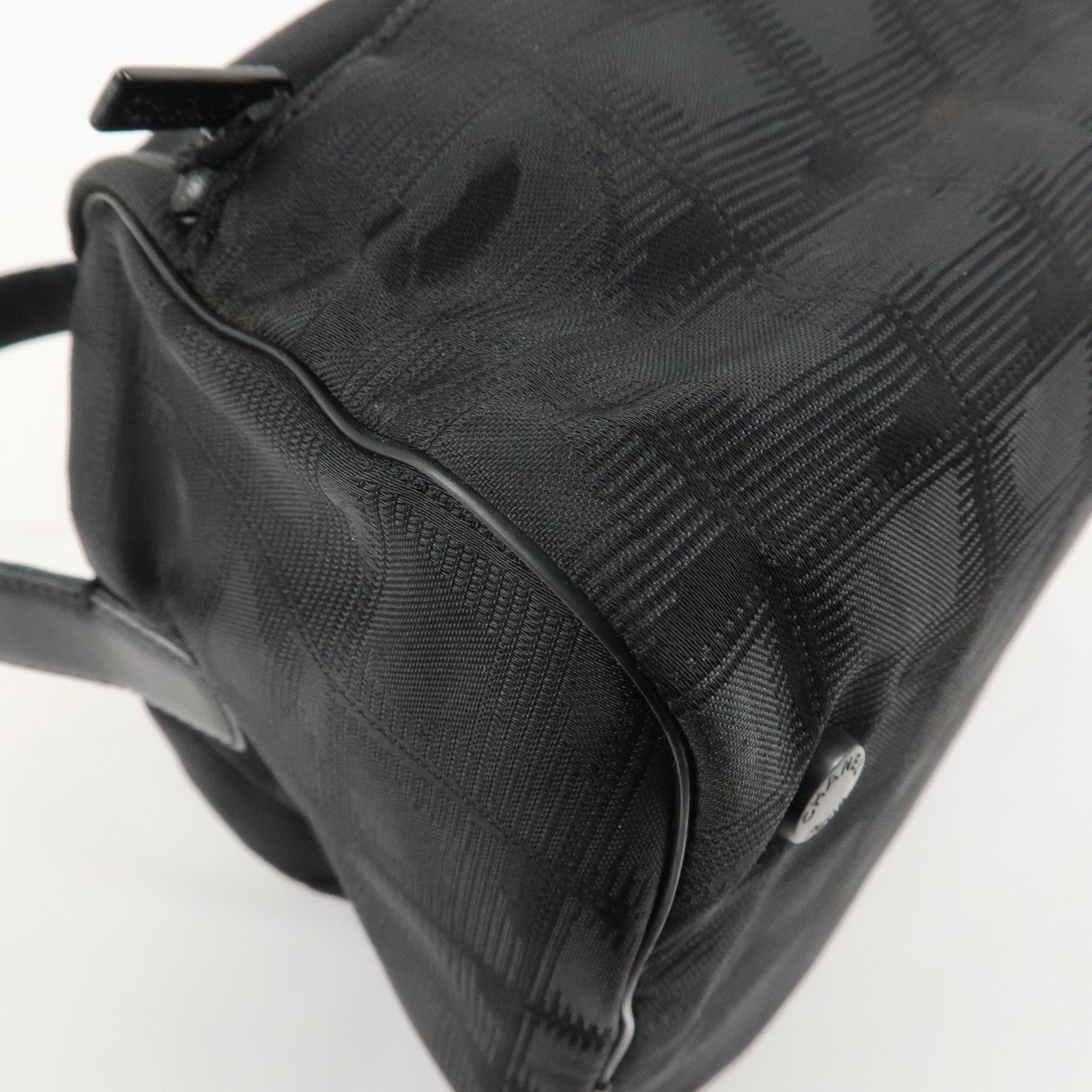 CHANEL New Travel Line Nylon Jacquard Leather Vanity Bag A15829 Used