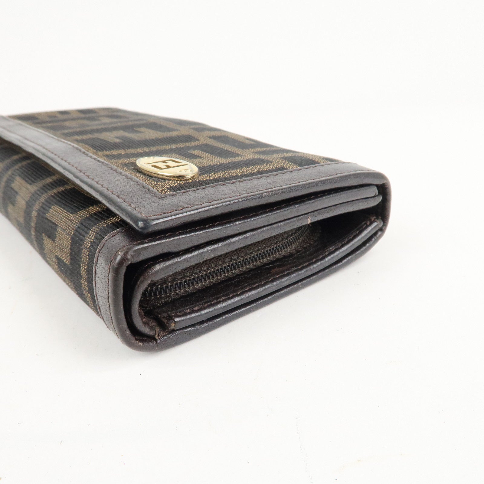 FENDI Zucca Zucchino Set of 3 Canvas Leather Wallet Used