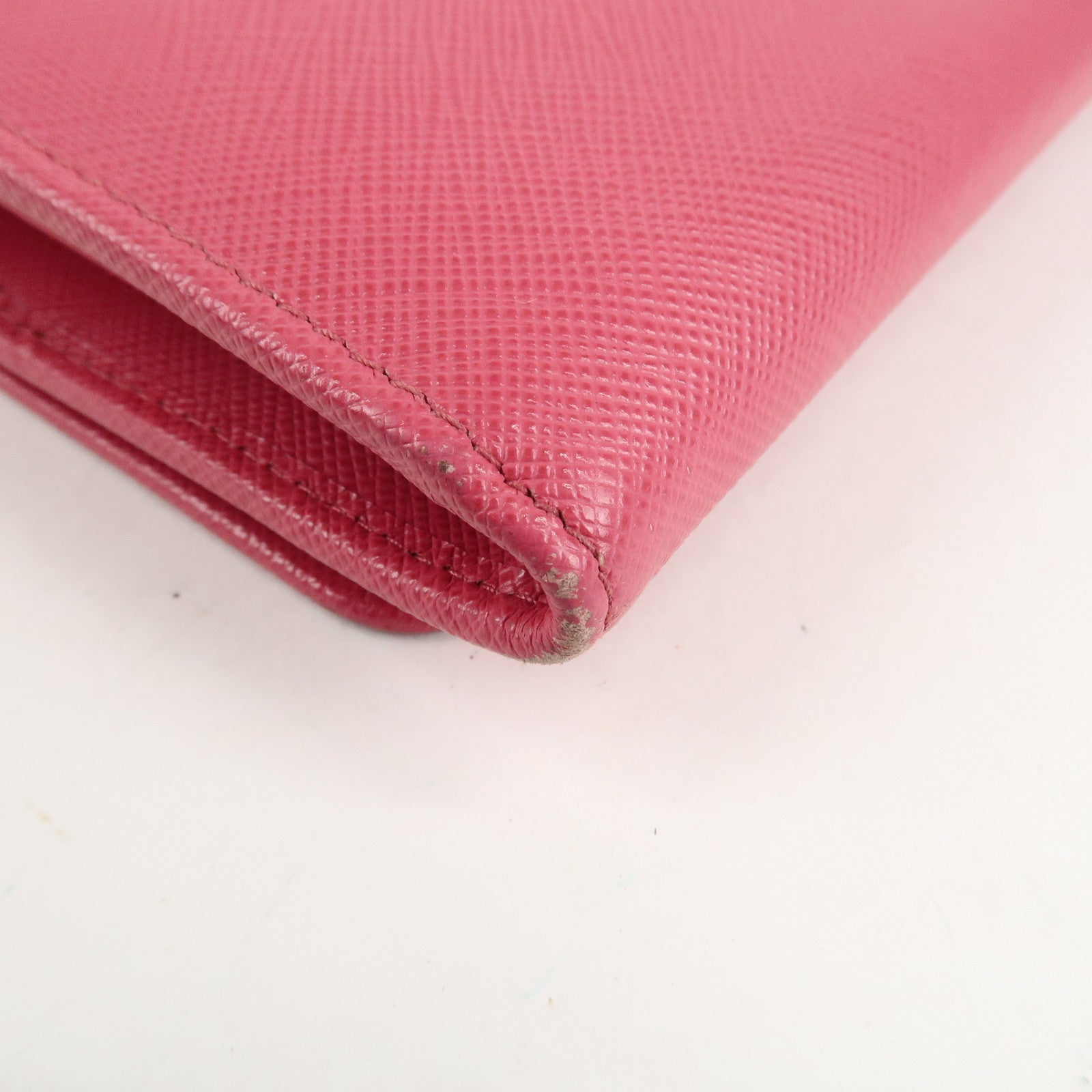 PRADA Saffiano Metal Chain Wallet Shoulder Bag Pink 1DH002 Used