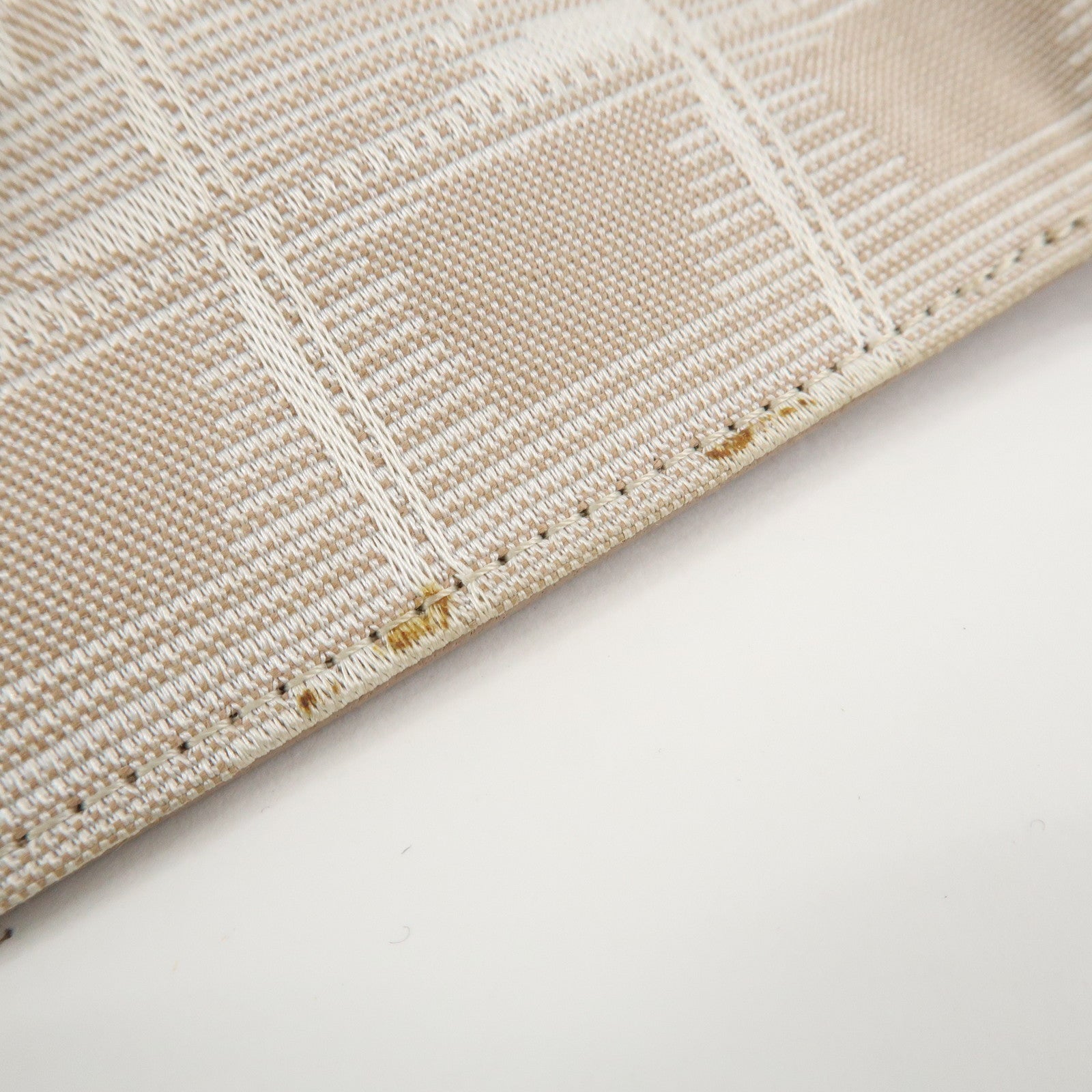 CHANEL New Travel Line Nylon Jacquard Bi-hold Compact Wallet Beige Used