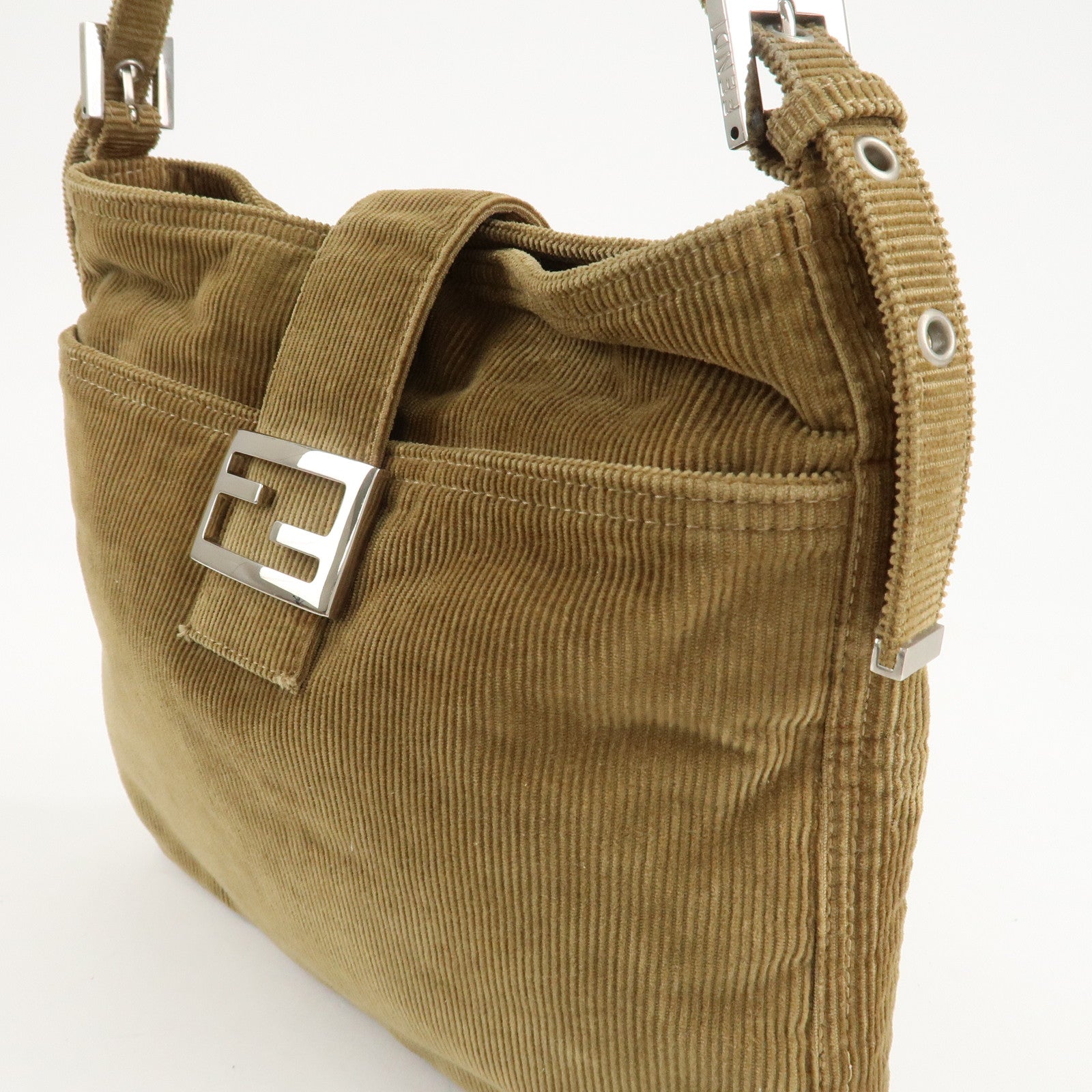 FENDI Corduroy Shoulder Bag Hand Bag Brown 26727 Used