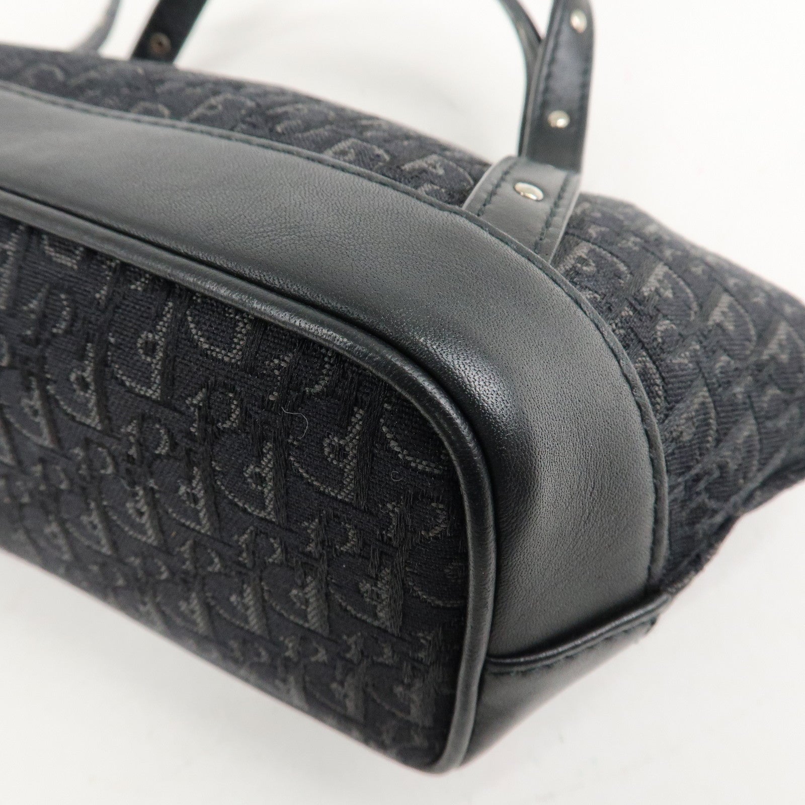 Christian Dior Trotter Canvas Leather Shoulder Bag Hand Bag Black Used