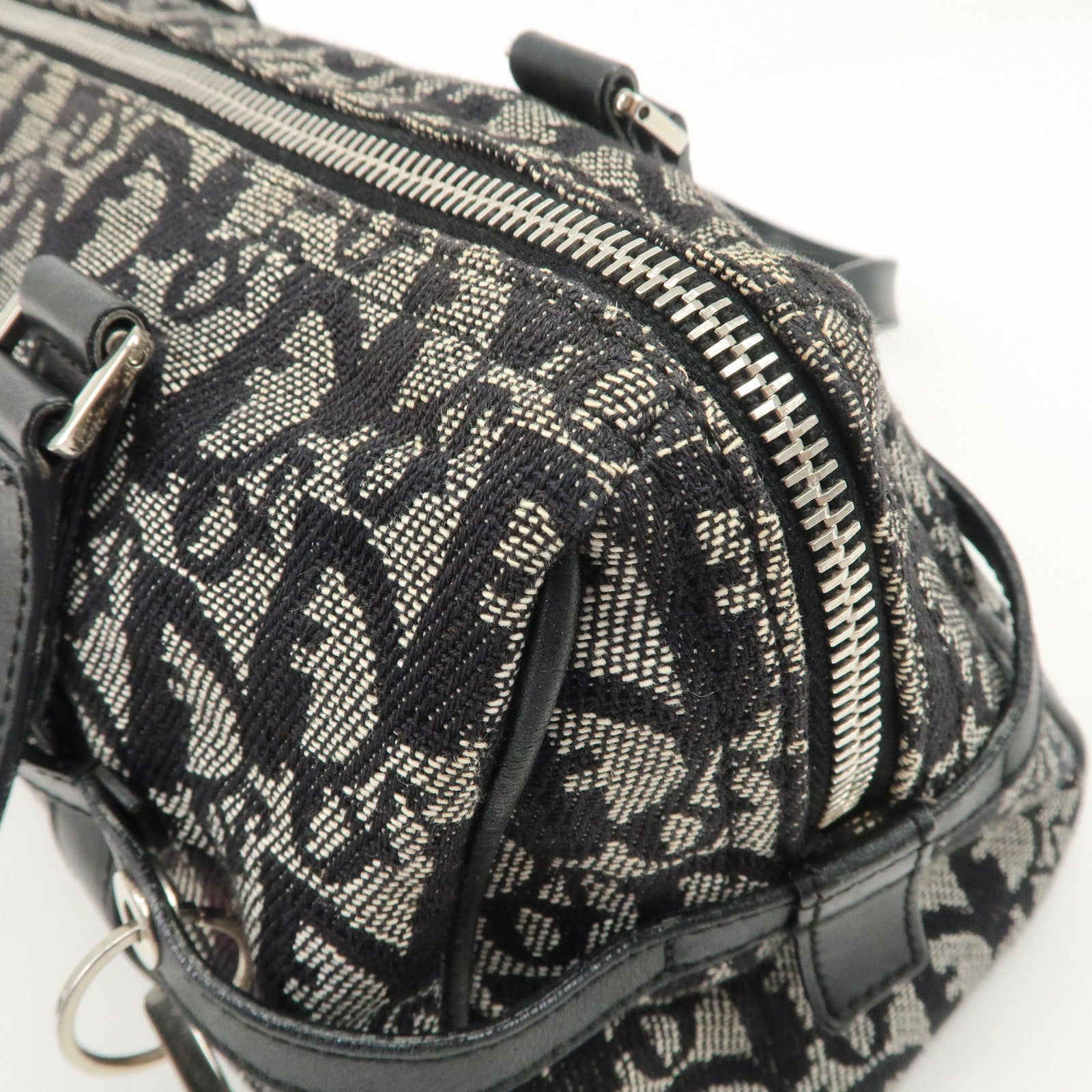 Christian Dior Trotter Canvas Leather Mini Boston Bag Navy Used