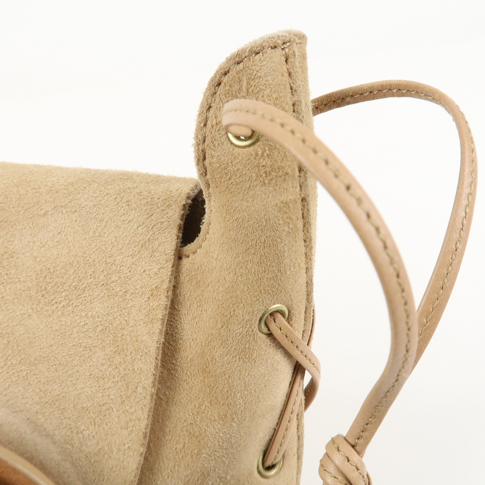 GUCCI Suede Leather Heart Shoulder Bag Beige 95107 Used