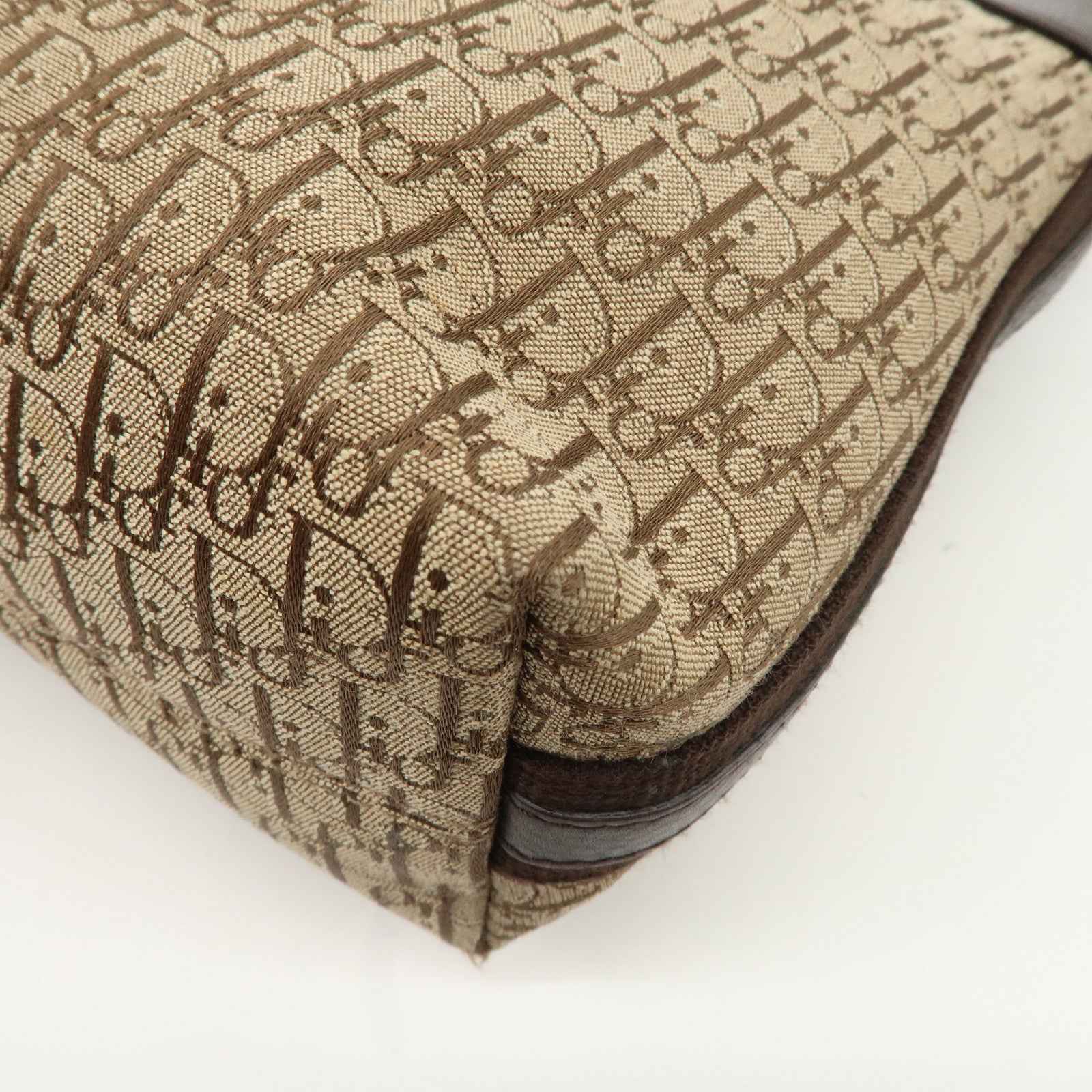 Christian Dior Trotter Canvas Leather Shoulder Bag Beige Brown Used