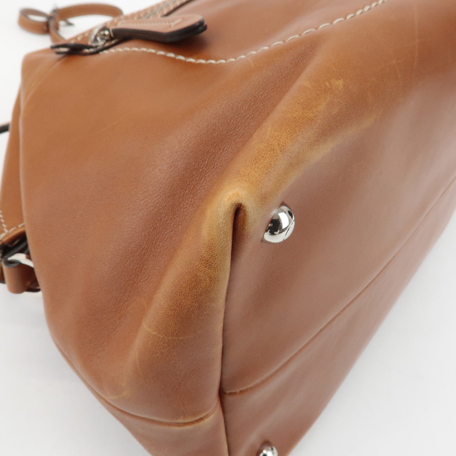 TOD'S Leather 2Way Bag Hand Bag Brown Used